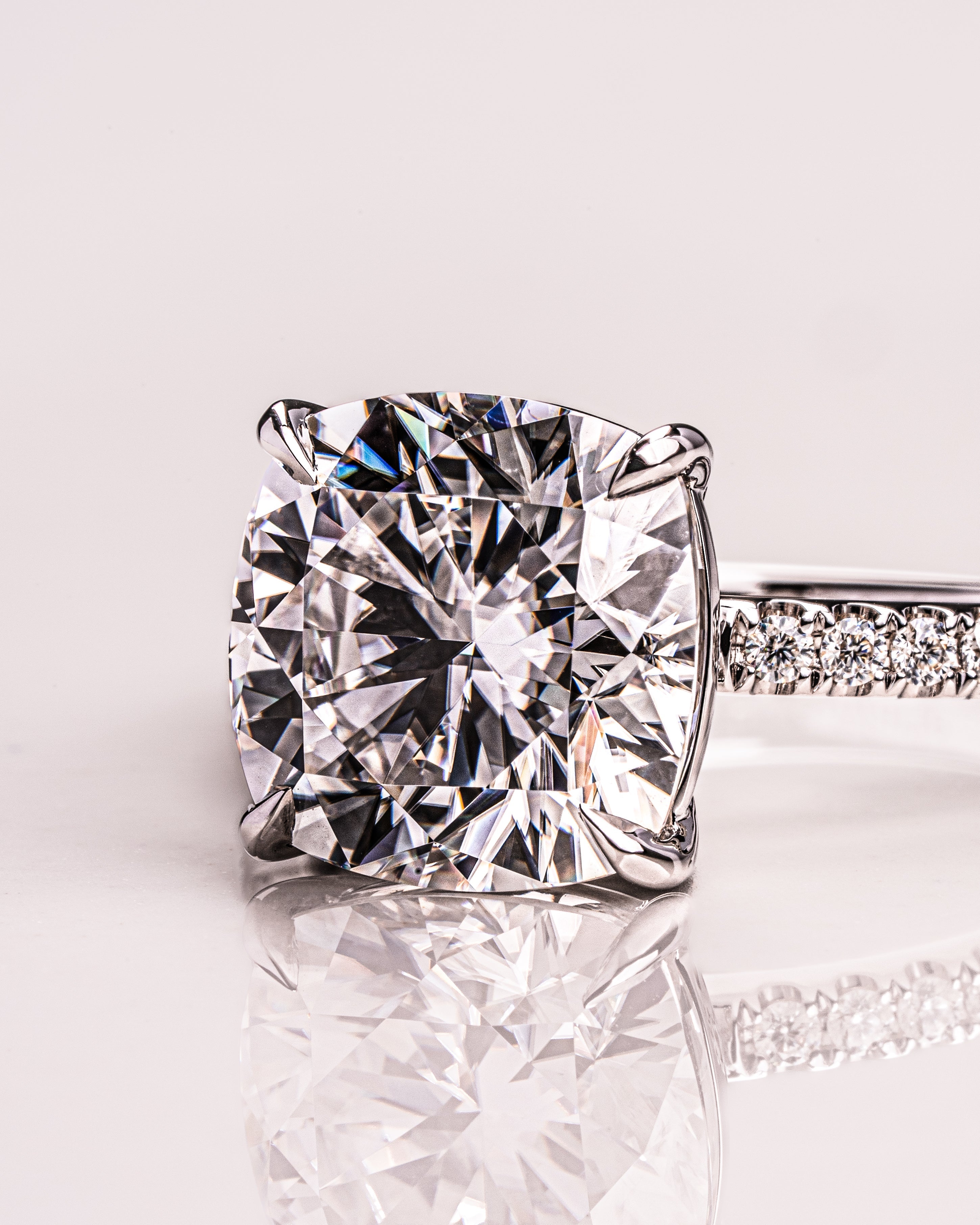 2.18-4.18 CT Cushion G/VS2 CVD Diamond Pave Setting Engagement Ring - Camila Brown