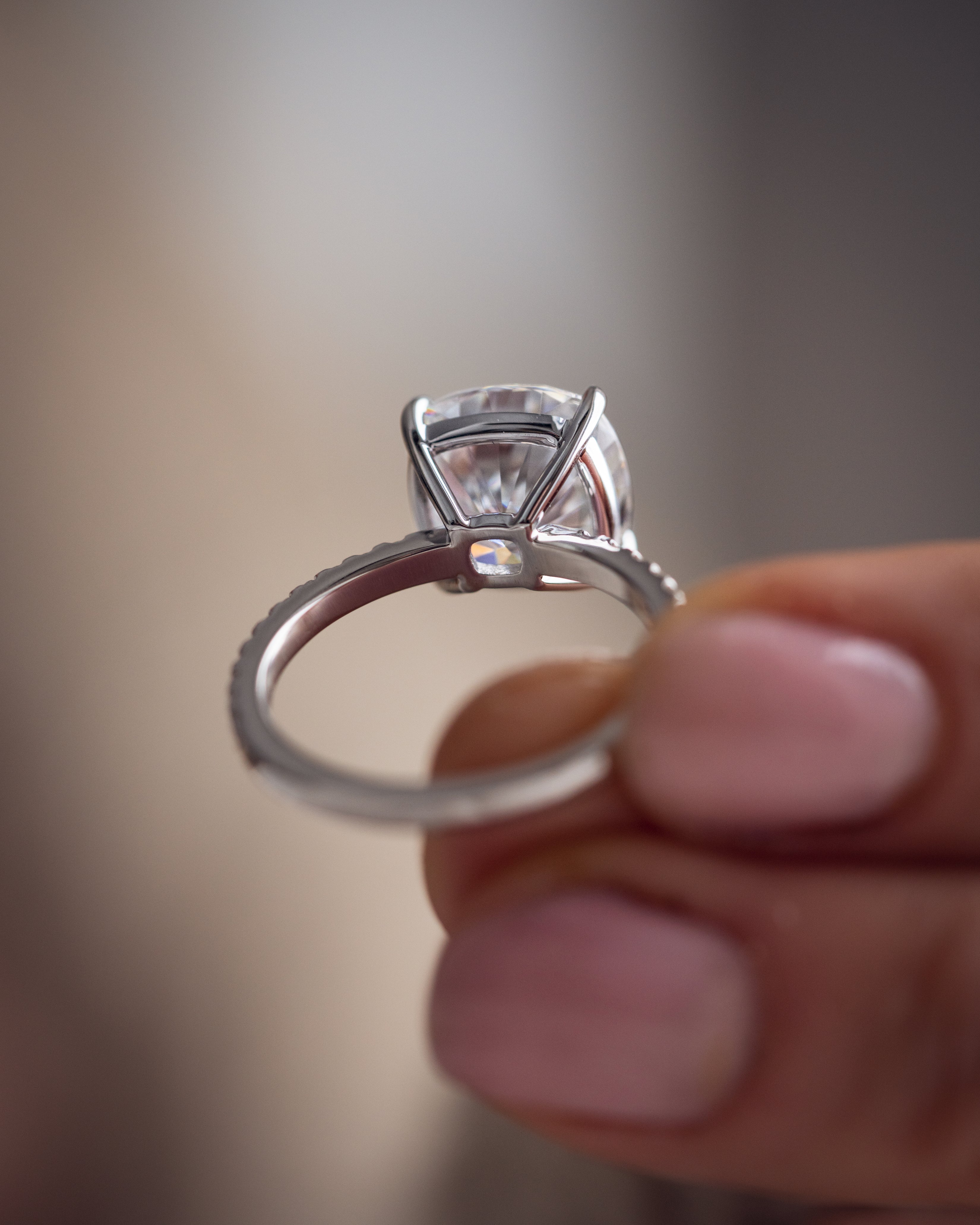 2.18-4.18 CT Cushion G/VS2 CVD Diamond Pave Setting Engagement Ring - Camila Brown