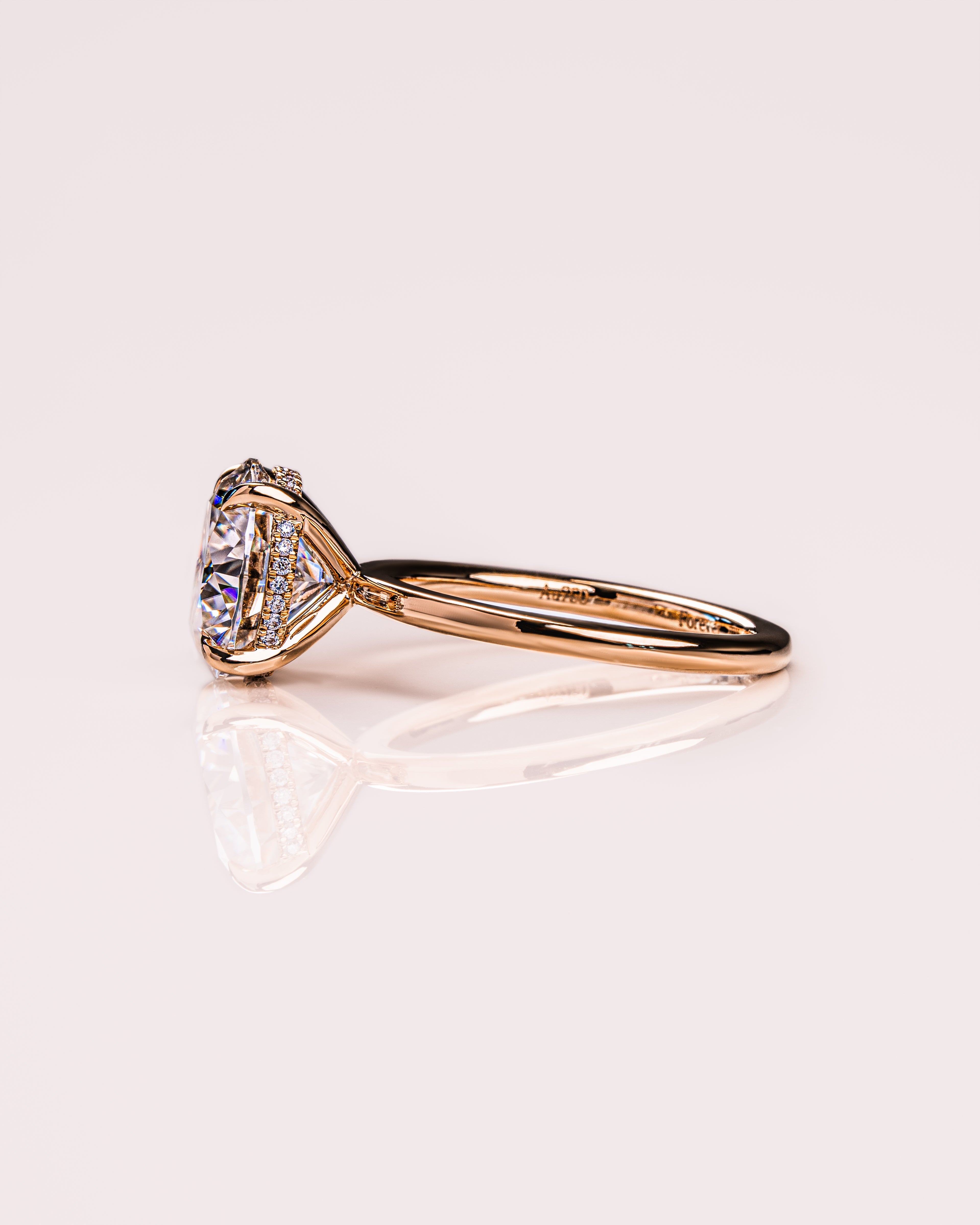 1.08 - 3.08 CT Round F/VS1 CVD Diamond Hidden Halo Engagement Ring - Camila Brown