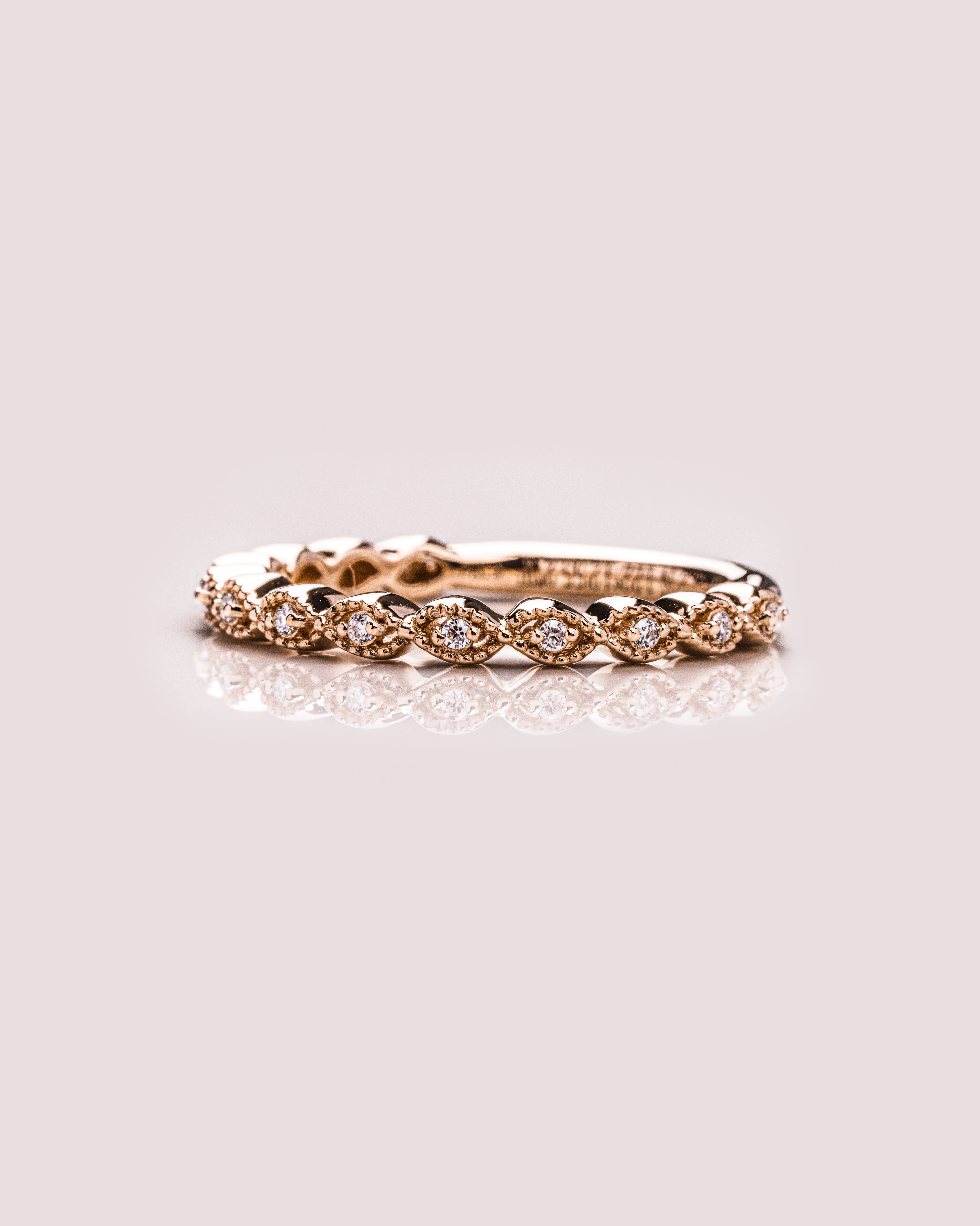 0.16 TCW Round CVD Diamond Half Eternity Milgrain Style Wedding Band - Camila Brown