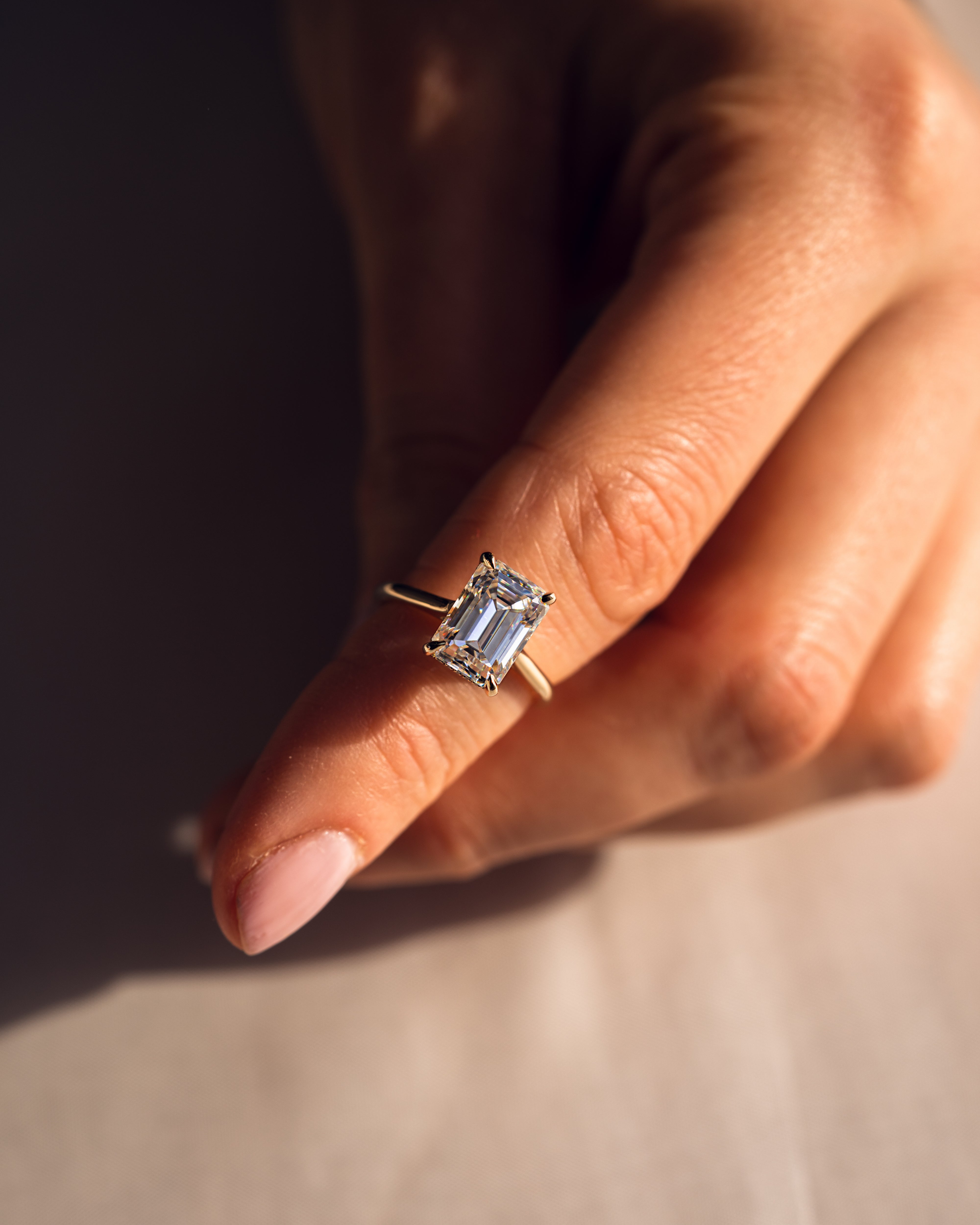 1.24 CT-3.24 CT Emerald F/VS2 CVD Diamond Hidden Halo Engagement Ring - Camila Brown