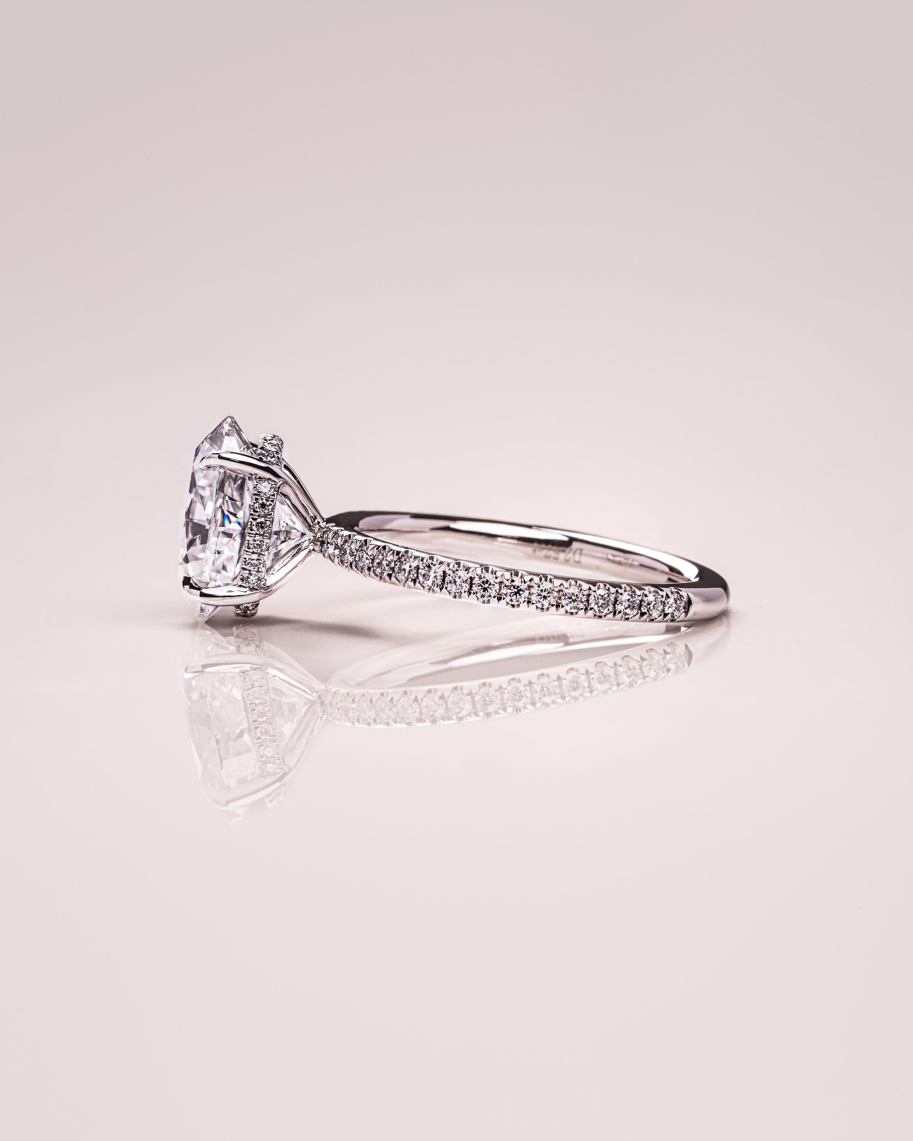 1.72 - 3.72 CT Oval F/VS1 CVD Diamond Hidden Halo Pave Setting Engagement Ring - Camila Brown