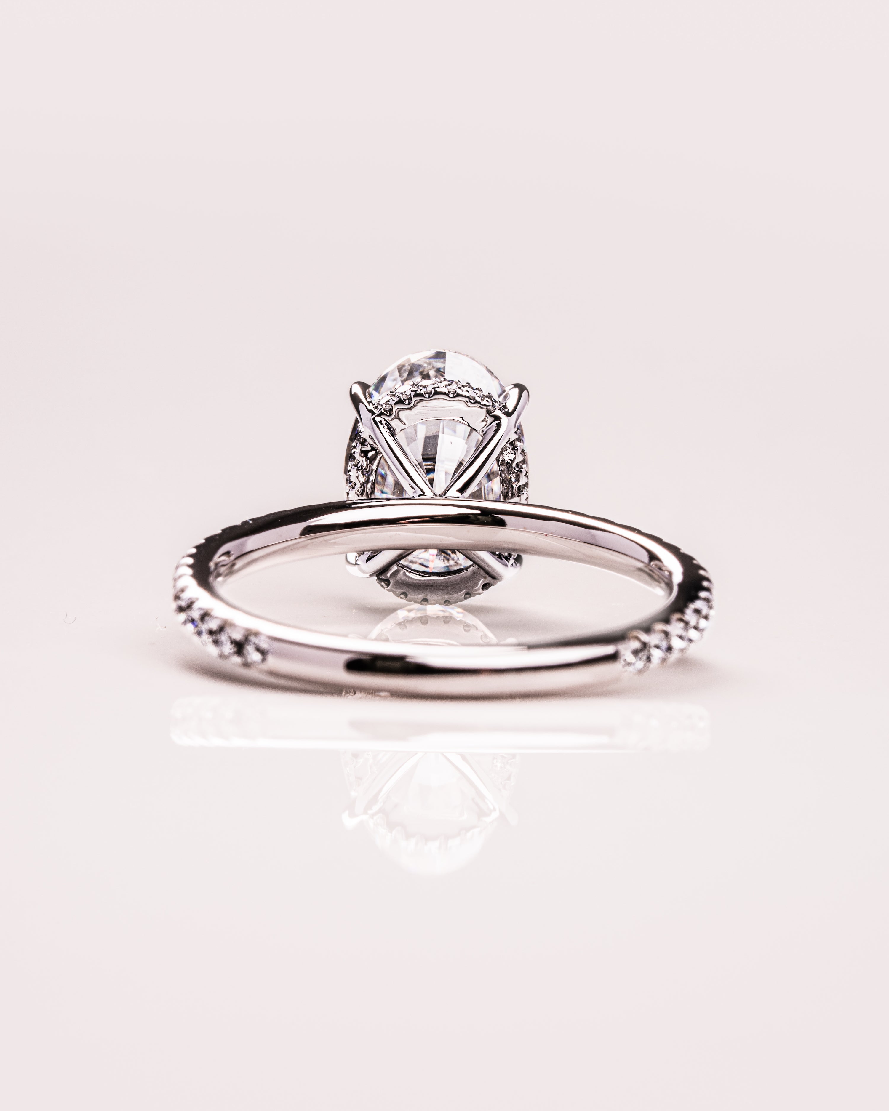 1.72 - 3.72 CT Oval F/VS1 CVD Diamond Hidden Halo Pave Setting Engagement Ring - Camila Brown