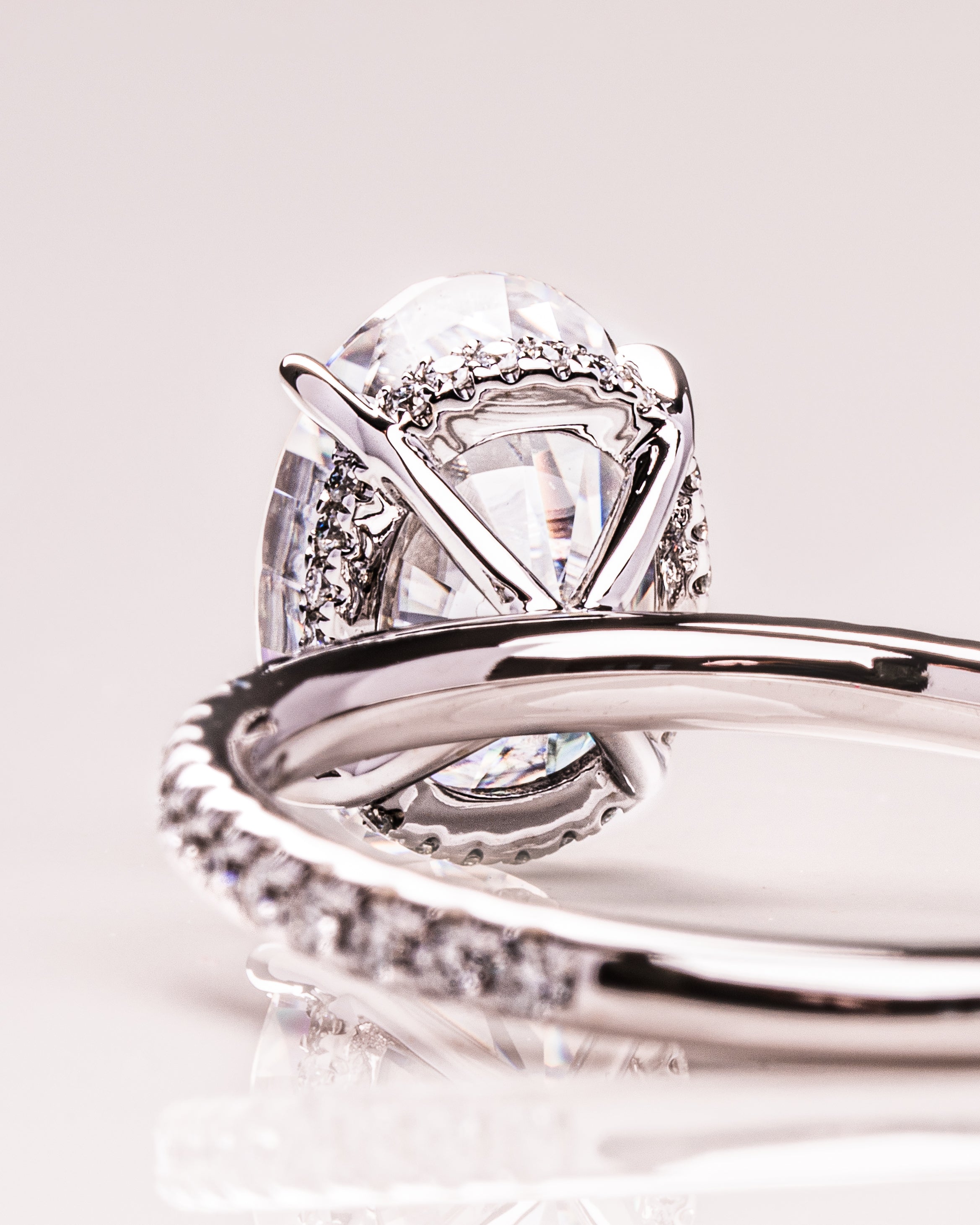 1.72 - 3.72 CT Oval F/VS1 CVD Diamond Hidden Halo Pave Setting Engagement Ring - Camila Brown