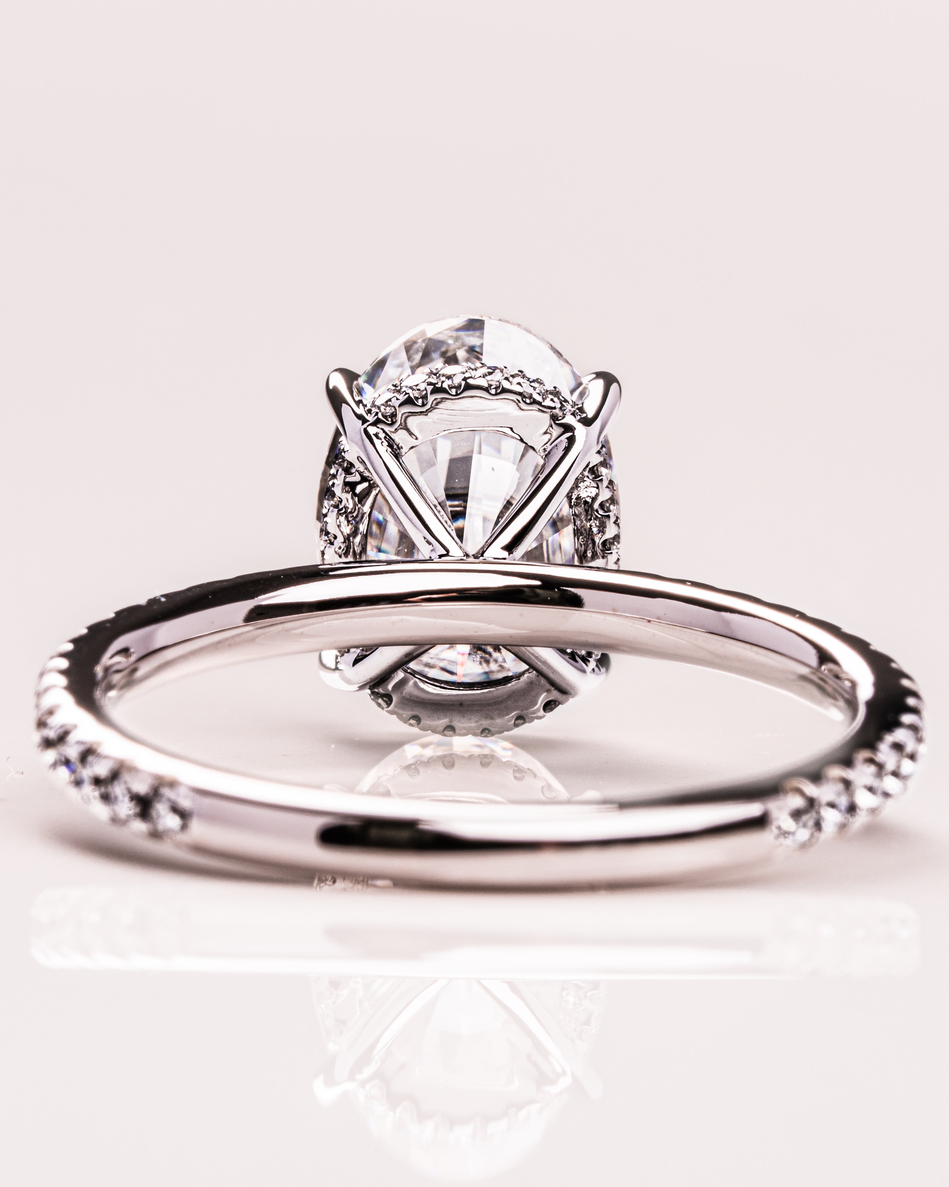 1.72 - 3.72 CT Oval F/VS1 CVD Diamond Hidden Halo Pave Setting Engagement Ring - Camila Brown
