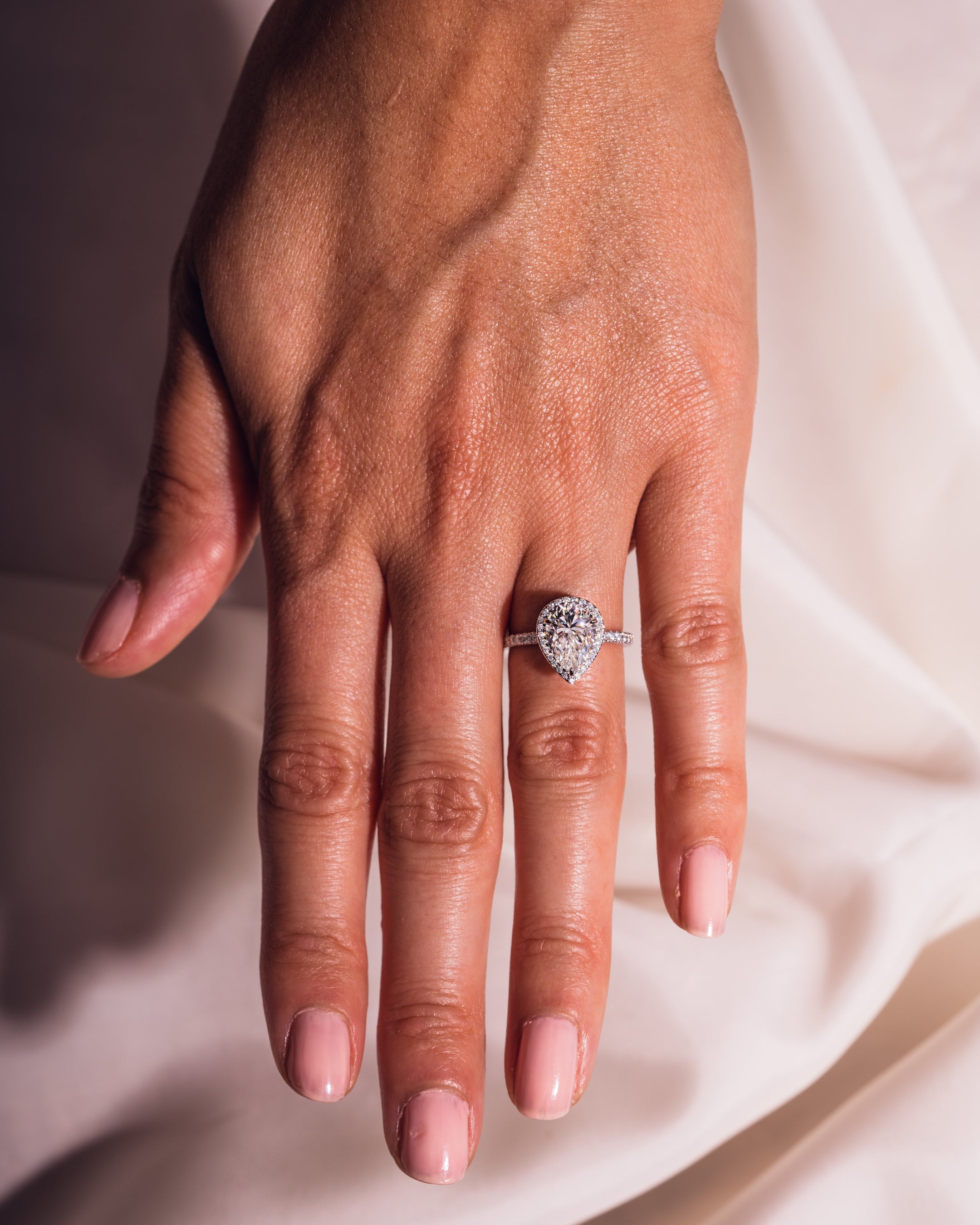 1.93 CT Pear F/VS2 CVD Diamnd Halo Pave Setting Engagement Ring - Camila Brown