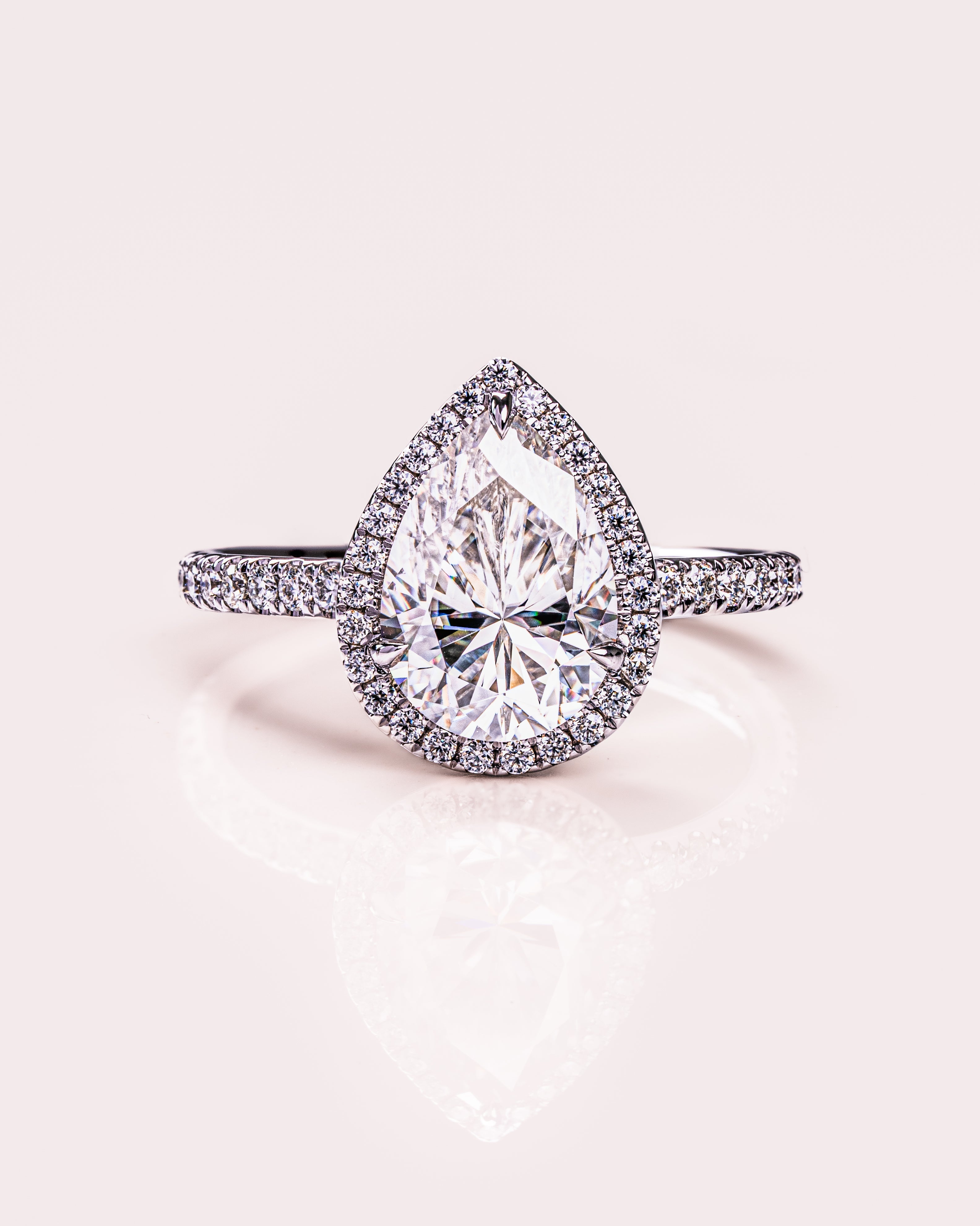 1.93 CT Pear F/VS2 CVD Diamnd Halo Pave Setting Engagement Ring - Camila Brown