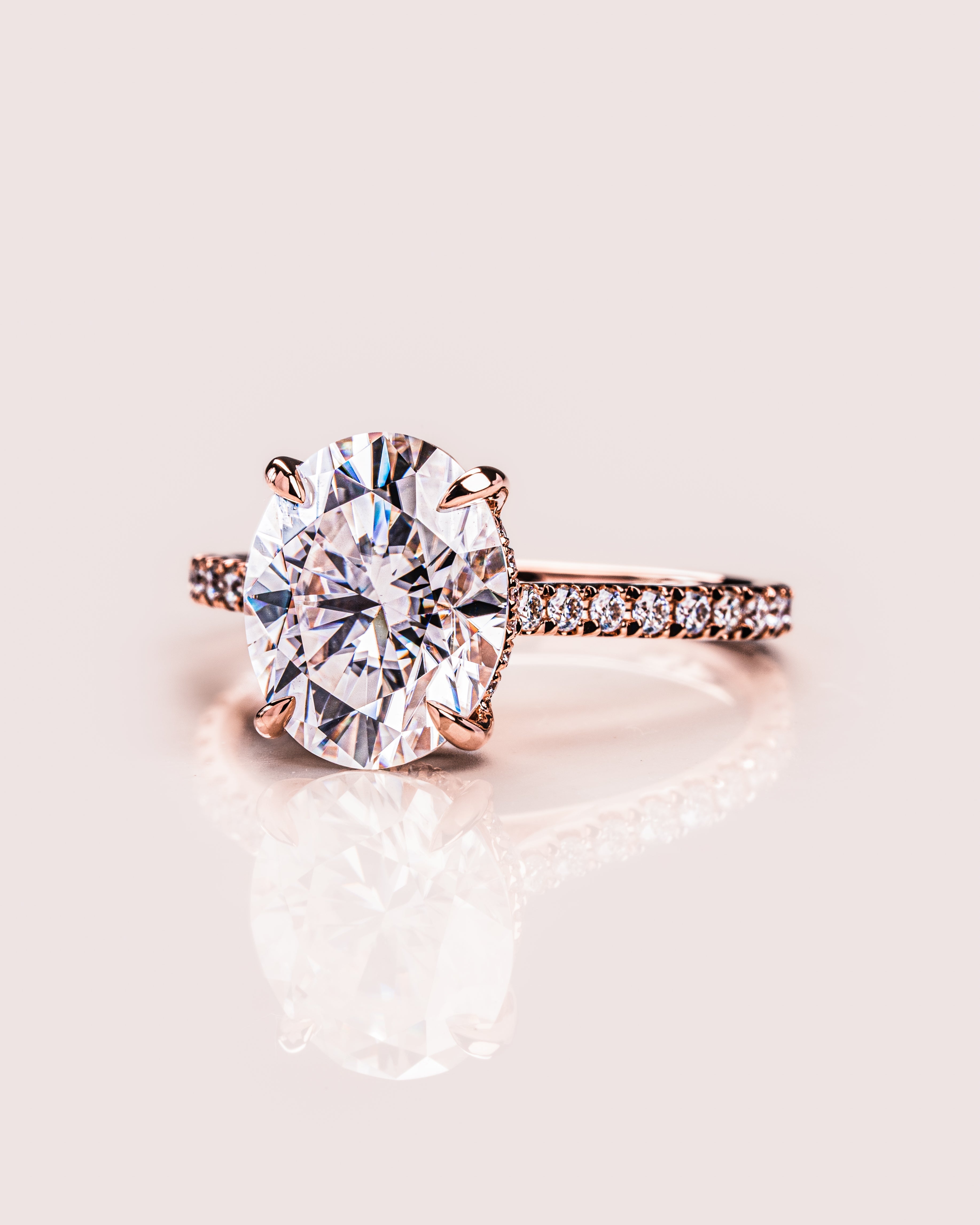 1.72-3.72 CT Oval E/VS1 CVD Diamond Hidden Halo Pave Setting Engagement Ring - Camila Brown