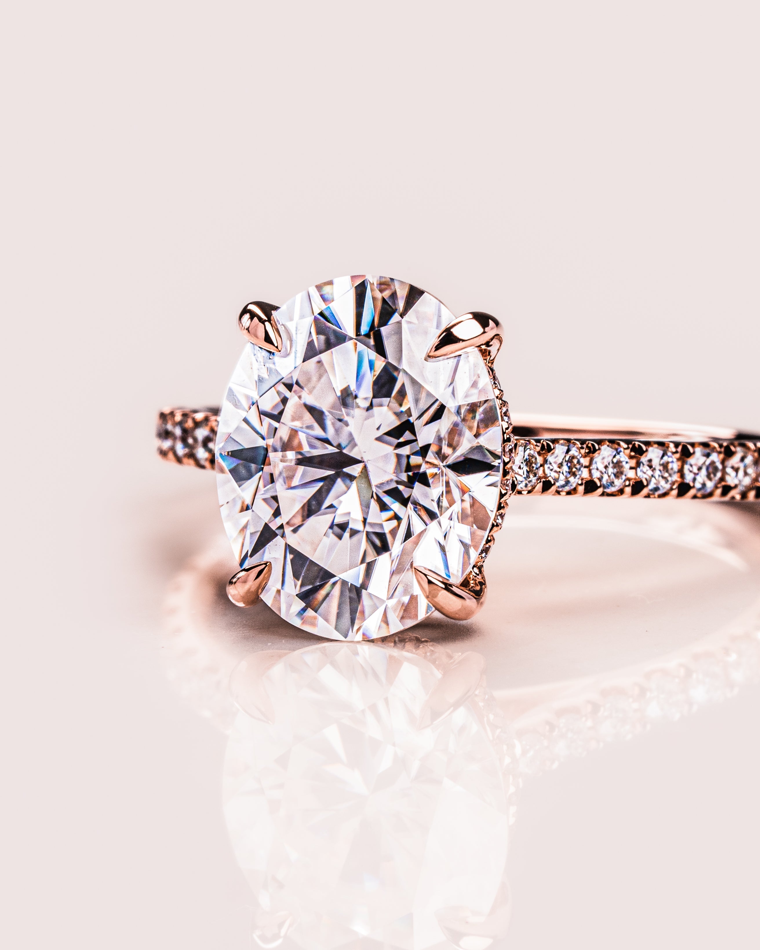 1.72-3.72 CT Oval E/VS1 CVD Diamond Hidden Halo Pave Setting Engagement Ring - Camila Brown