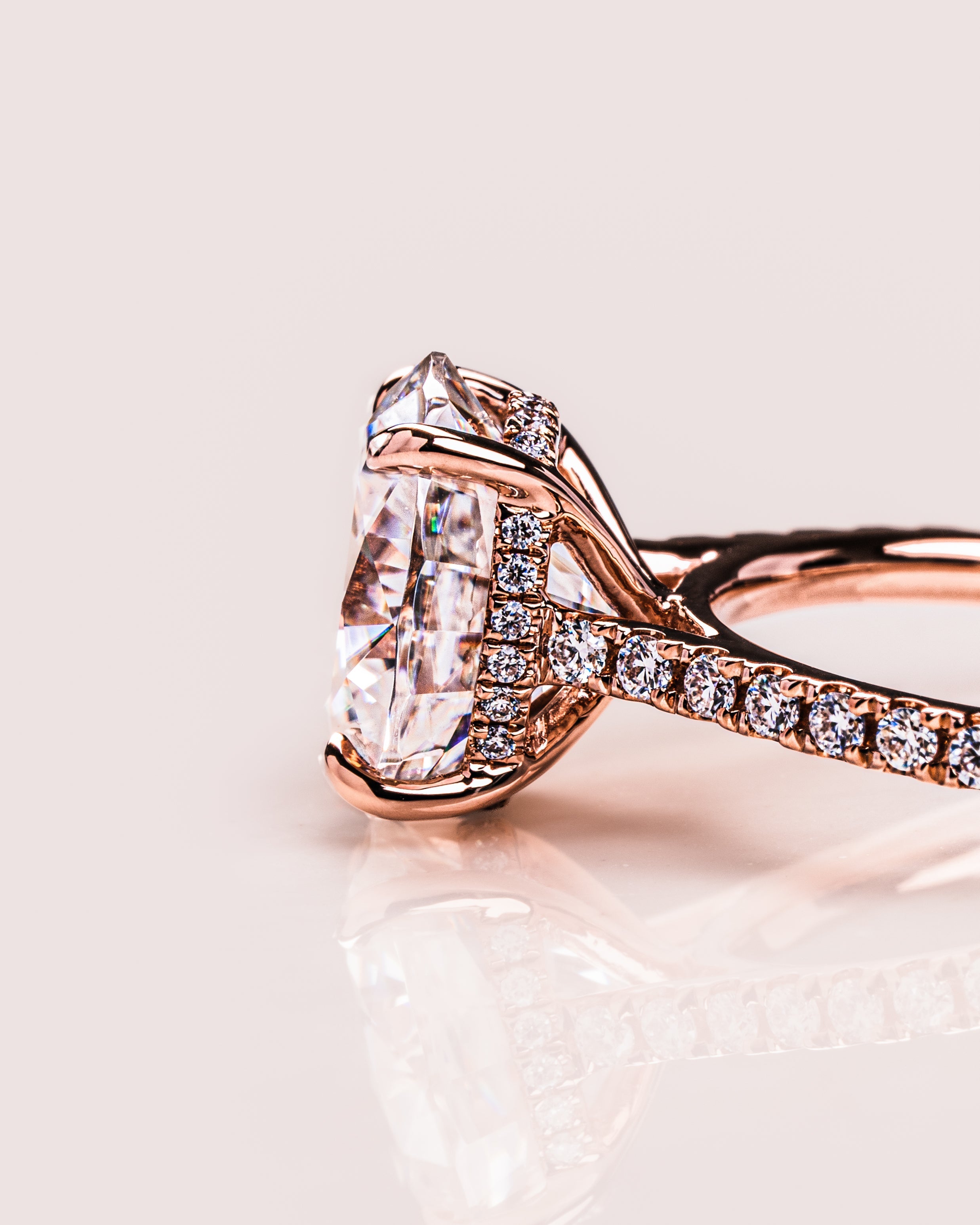 1.72-3.72 CT Oval E/VS1 CVD Diamond Hidden Halo Pave Setting Engagement Ring - Camila Brown