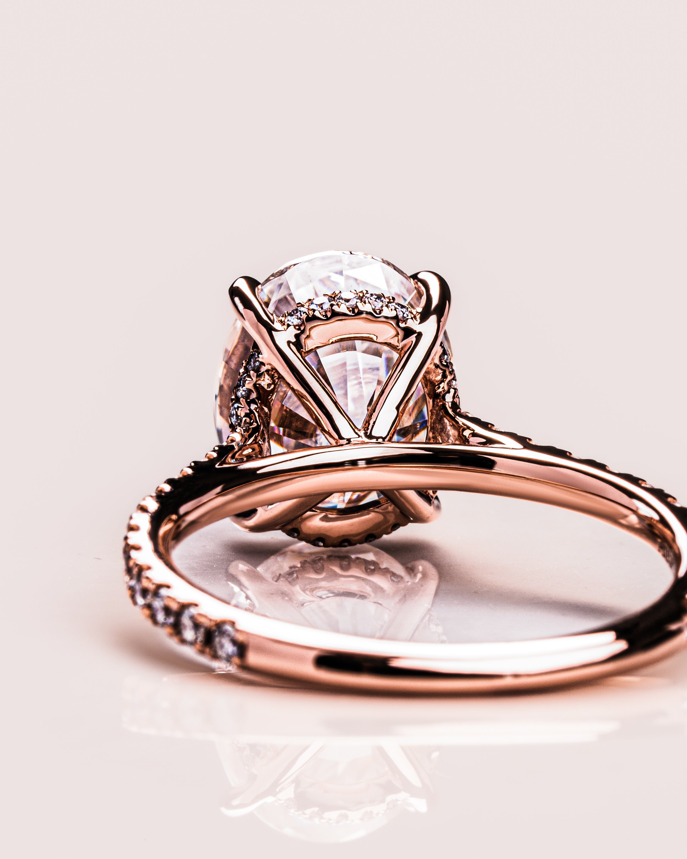 1.72-3.72 CT Oval E/VS1 CVD Diamond Hidden Halo Pave Setting Engagement Ring - Camila Brown