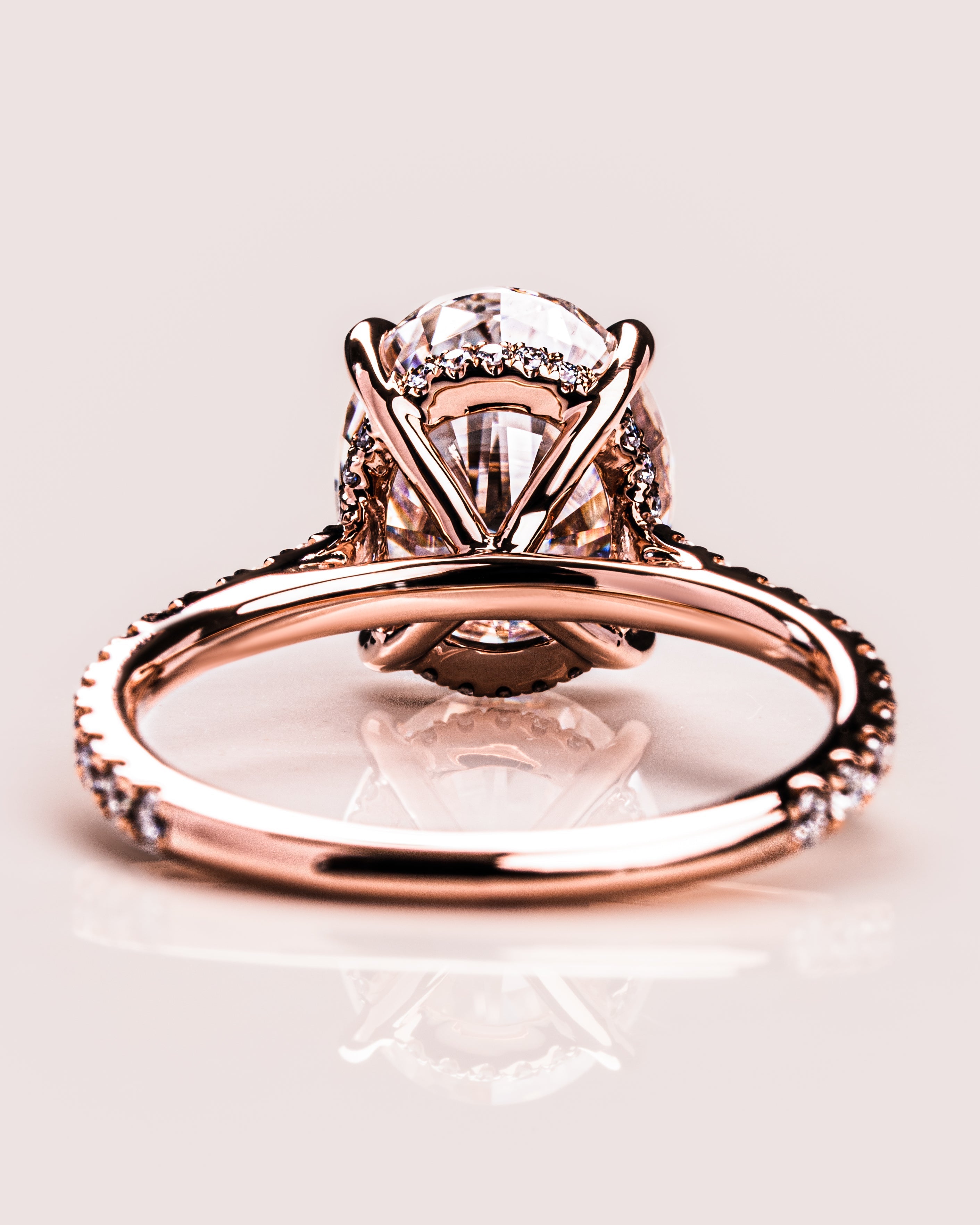 1.72-3.72 CT Oval E/VS1 CVD Diamond Hidden Halo Pave Setting Engagement Ring - Camila Brown