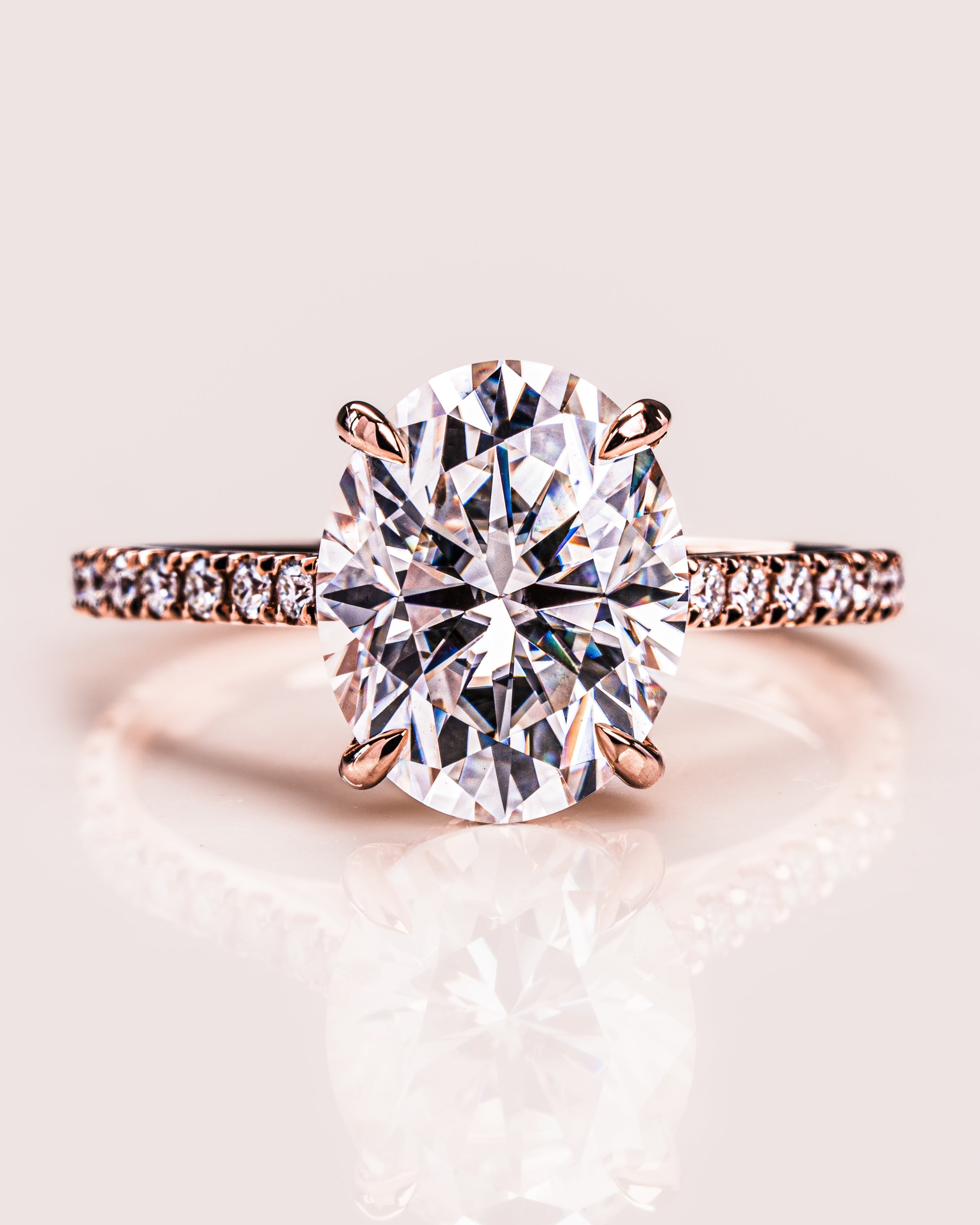 1.72-3.72 CT Oval E/VS1 CVD Diamond Hidden Halo Pave Setting Engagement Ring - Camila Brown