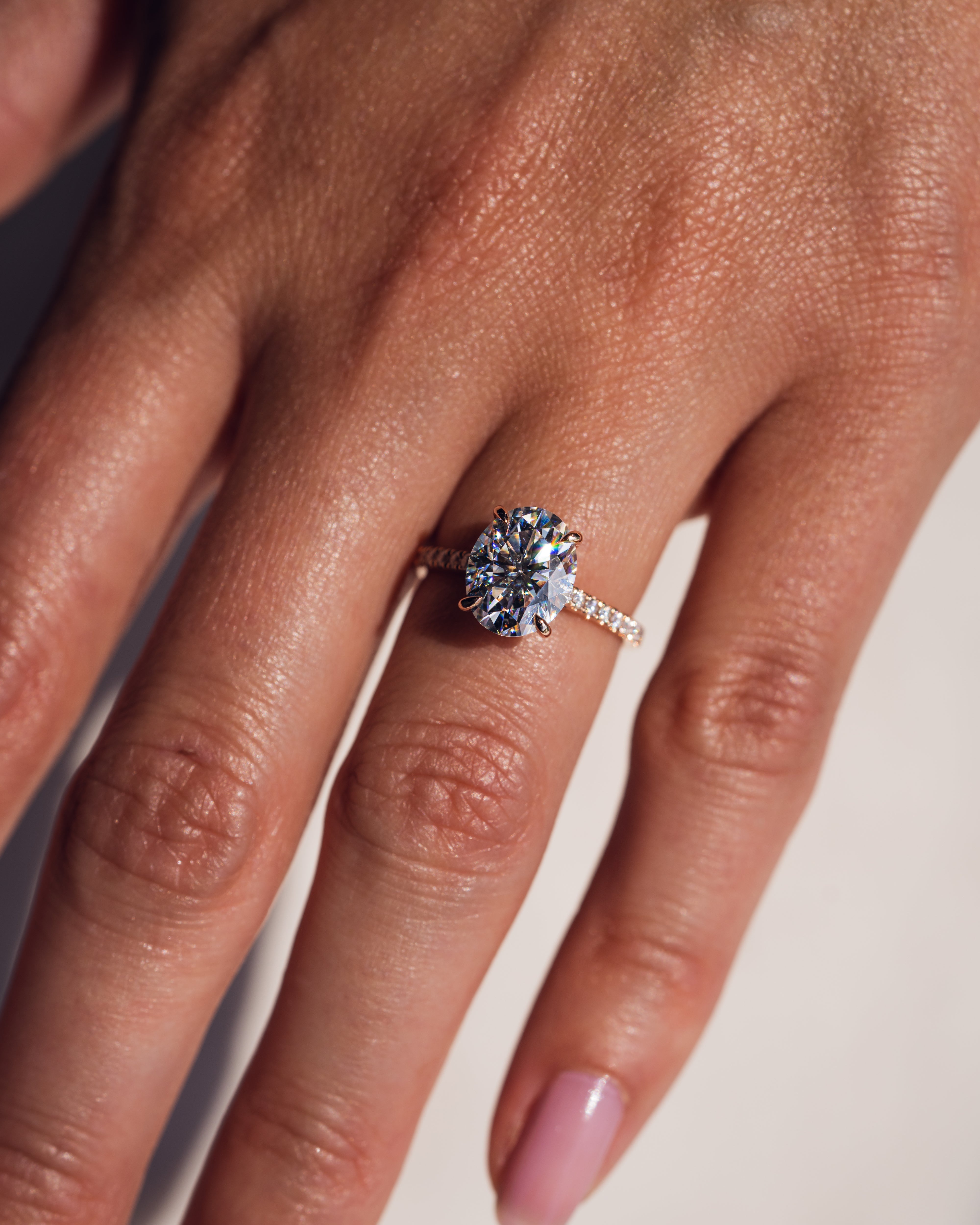 1.72-3.72 CT Oval E/VS1 CVD Diamond Hidden Halo Pave Setting Engagement Ring - Camila Brown