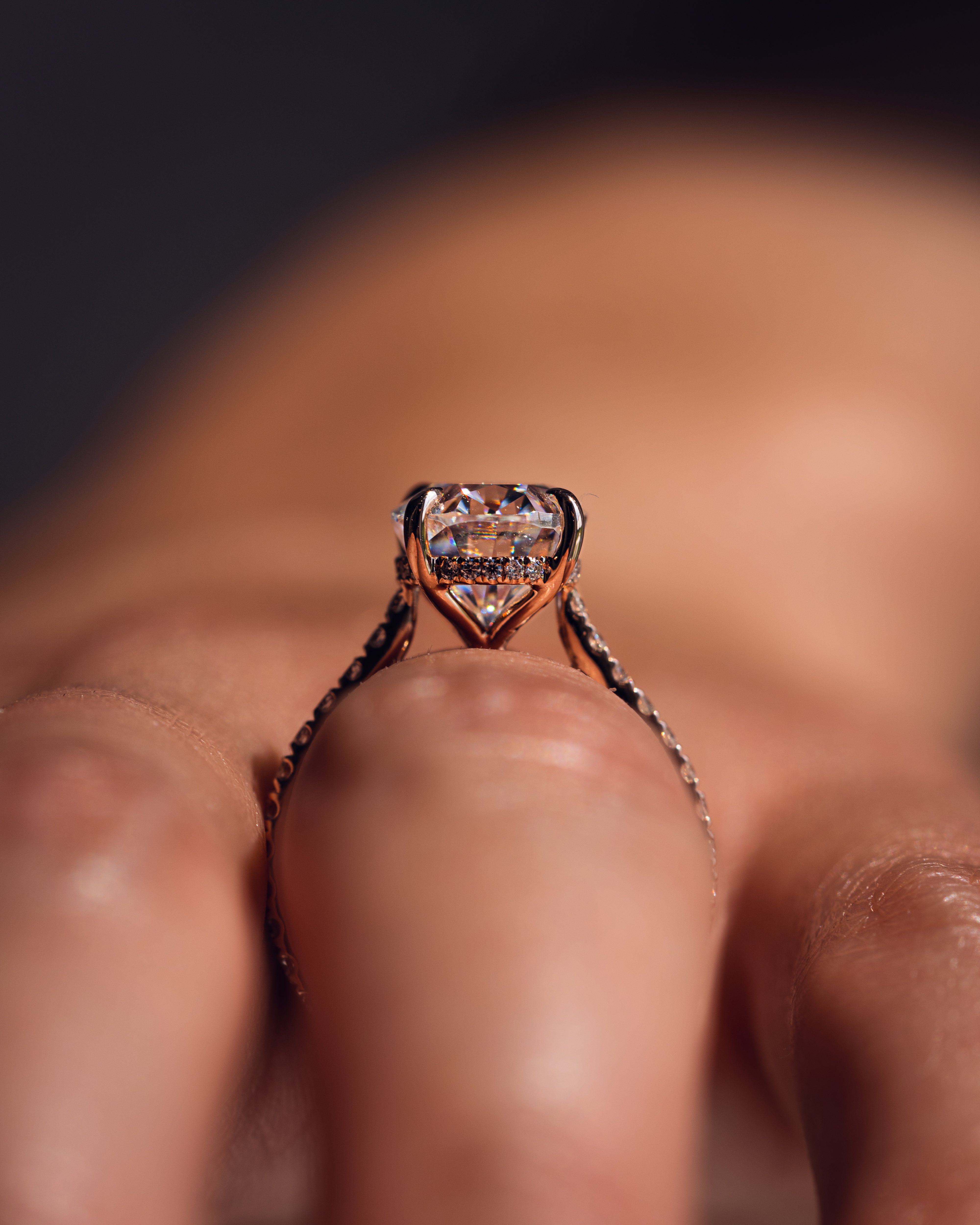 1.72-3.72 CT Oval E/VS1 CVD Diamond Hidden Halo Pave Setting Engagement Ring - Camila Brown