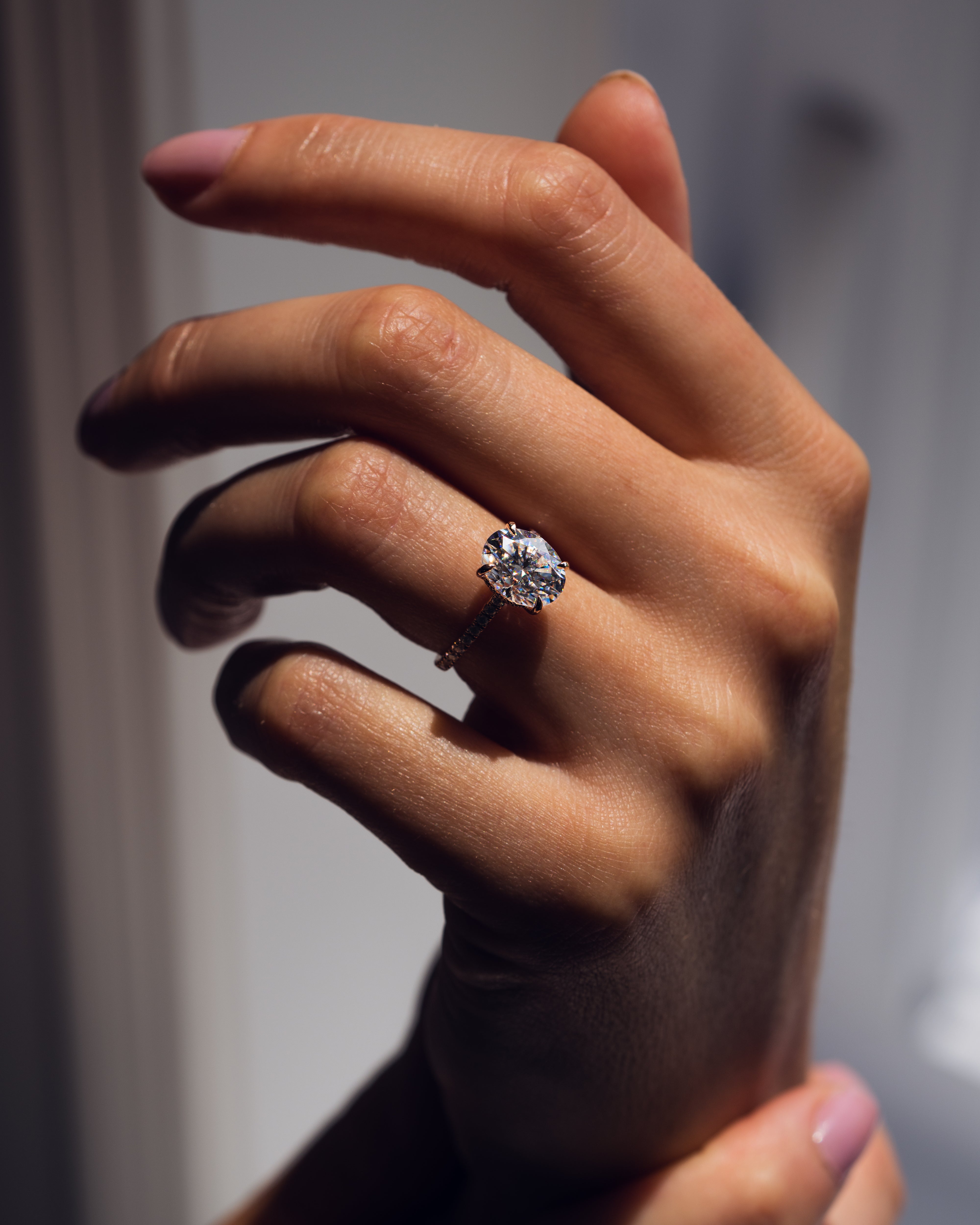 1.72-3.72 CT Oval E/VS1 CVD Diamond Hidden Halo Pave Setting Engagement Ring - Camila Brown