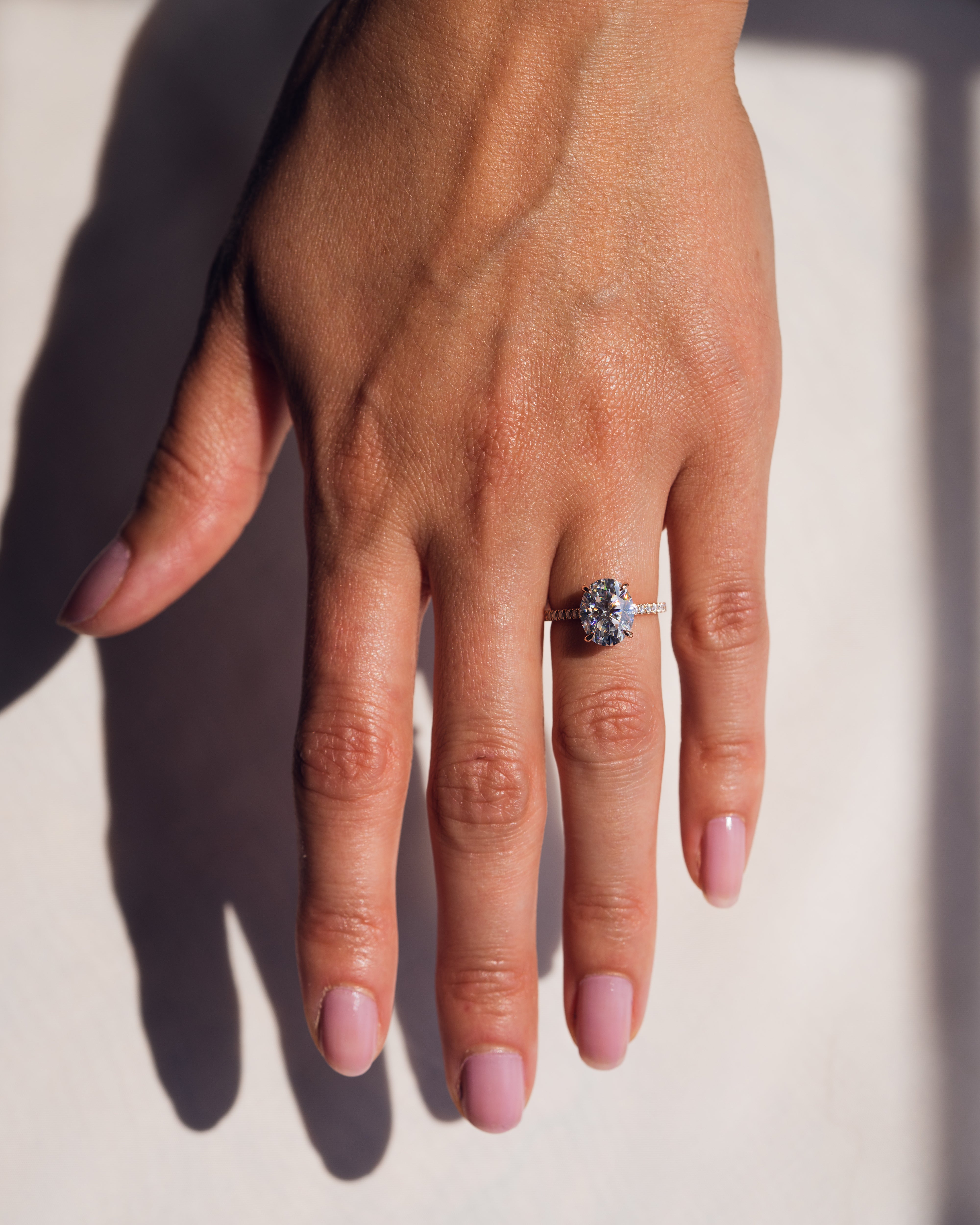 1.72-3.72 CT Oval E/VS1 CVD Diamond Hidden Halo Pave Setting Engagement Ring - Camila Brown