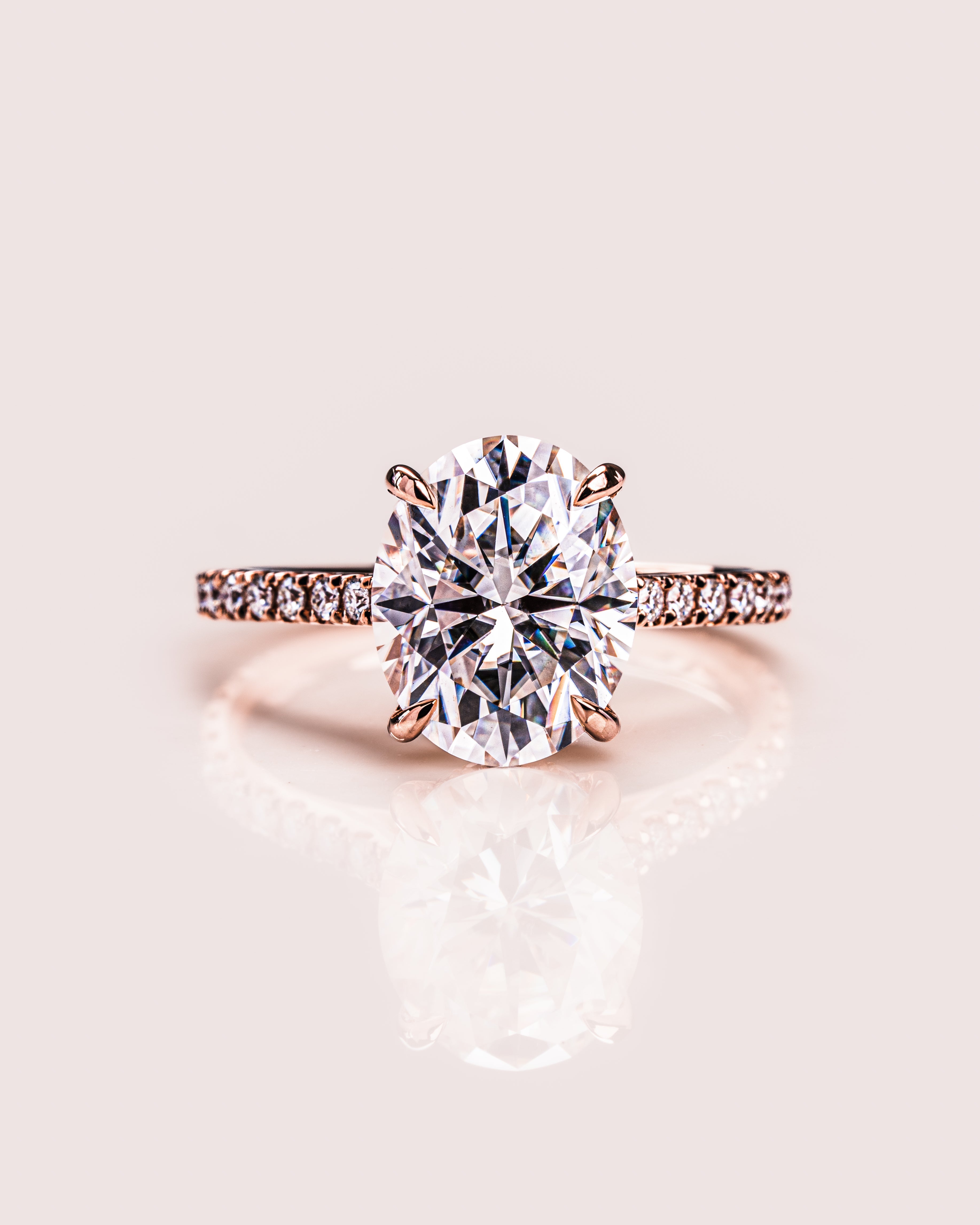 1.72-3.72 CT Oval E/VS1 CVD Diamond Hidden Halo Pave Setting Engagement Ring - Camila Brown