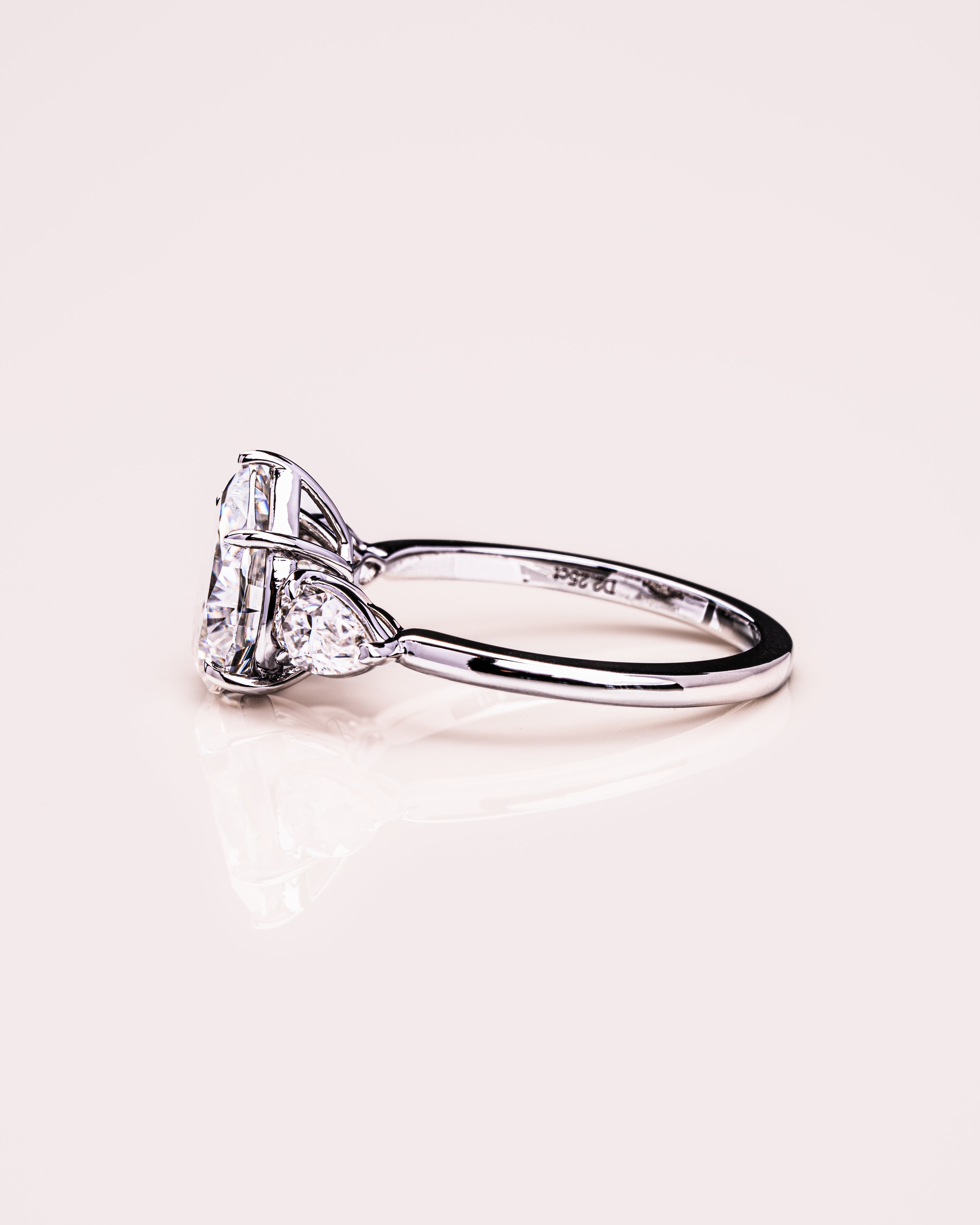 1.09 - 3.09 CT Pear F/VS2 CVD Diamond Three Stone Style Engagement Ring - Camila Brown
