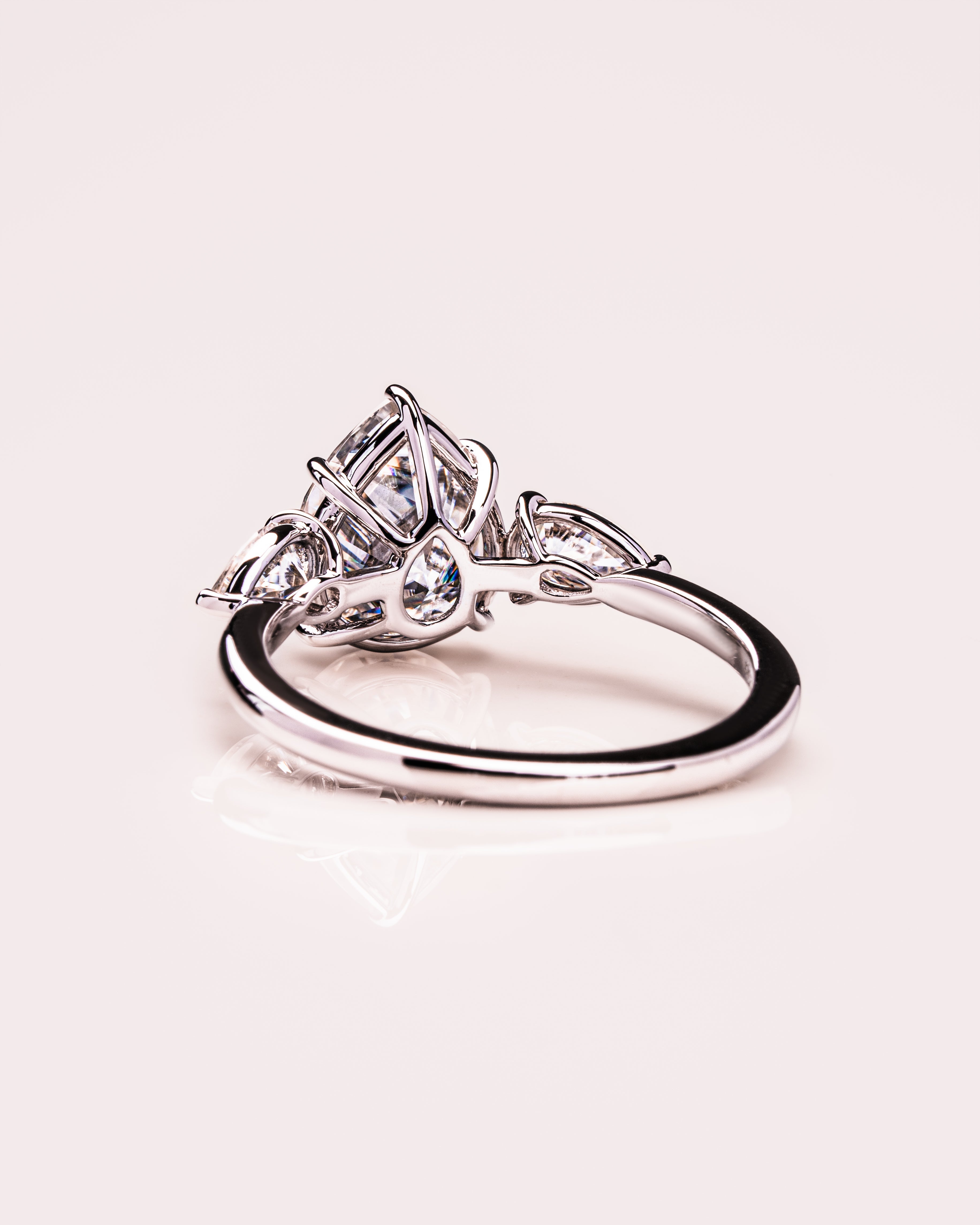 1.09 - 3.09 CT Pear F/VS2 CVD Diamond Three Stone Style Engagement Ring - Camila Brown