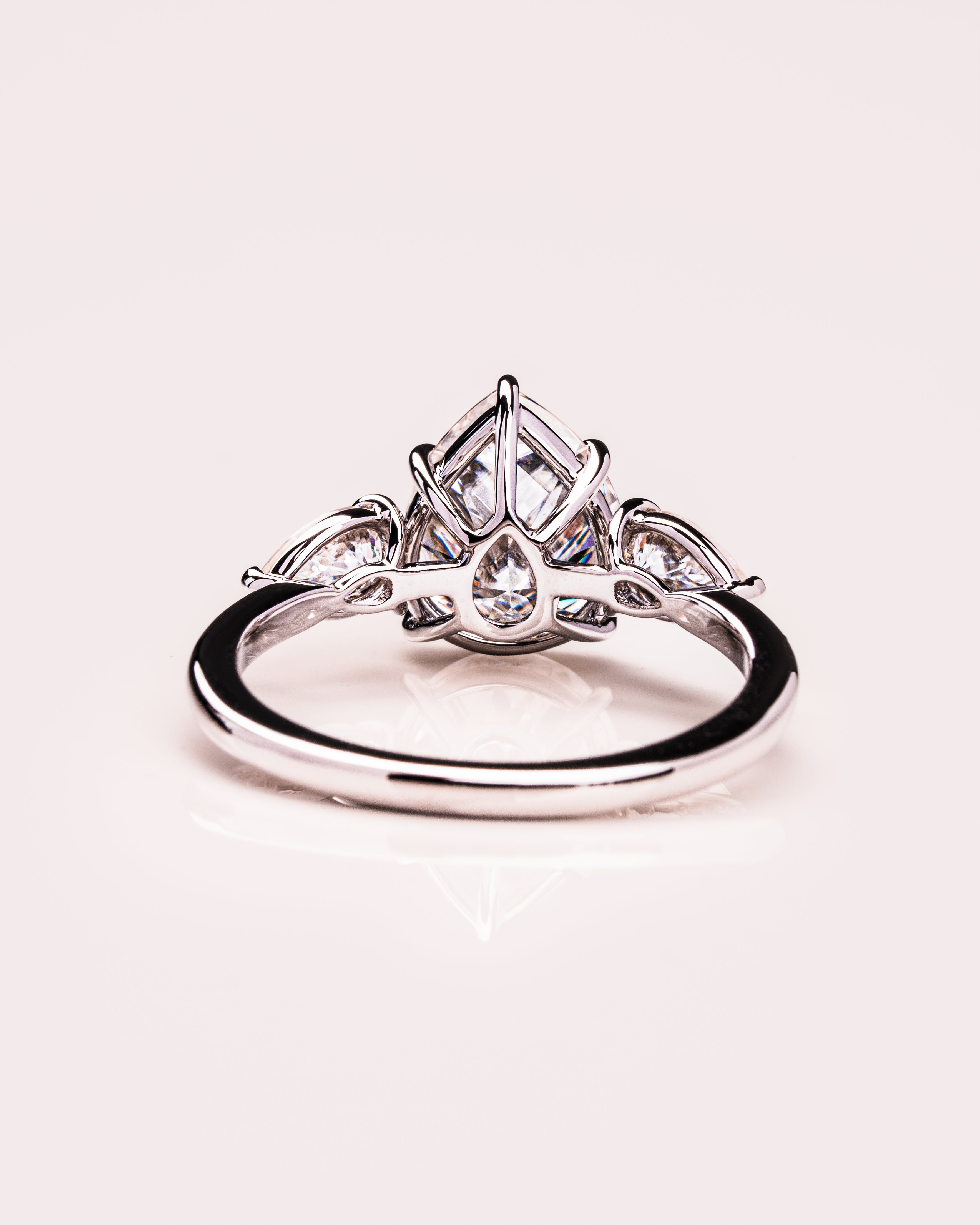 1.09 - 3.09 CT Pear F/VS2 CVD Diamond Three Stone Style Engagement Ring - Camila Brown