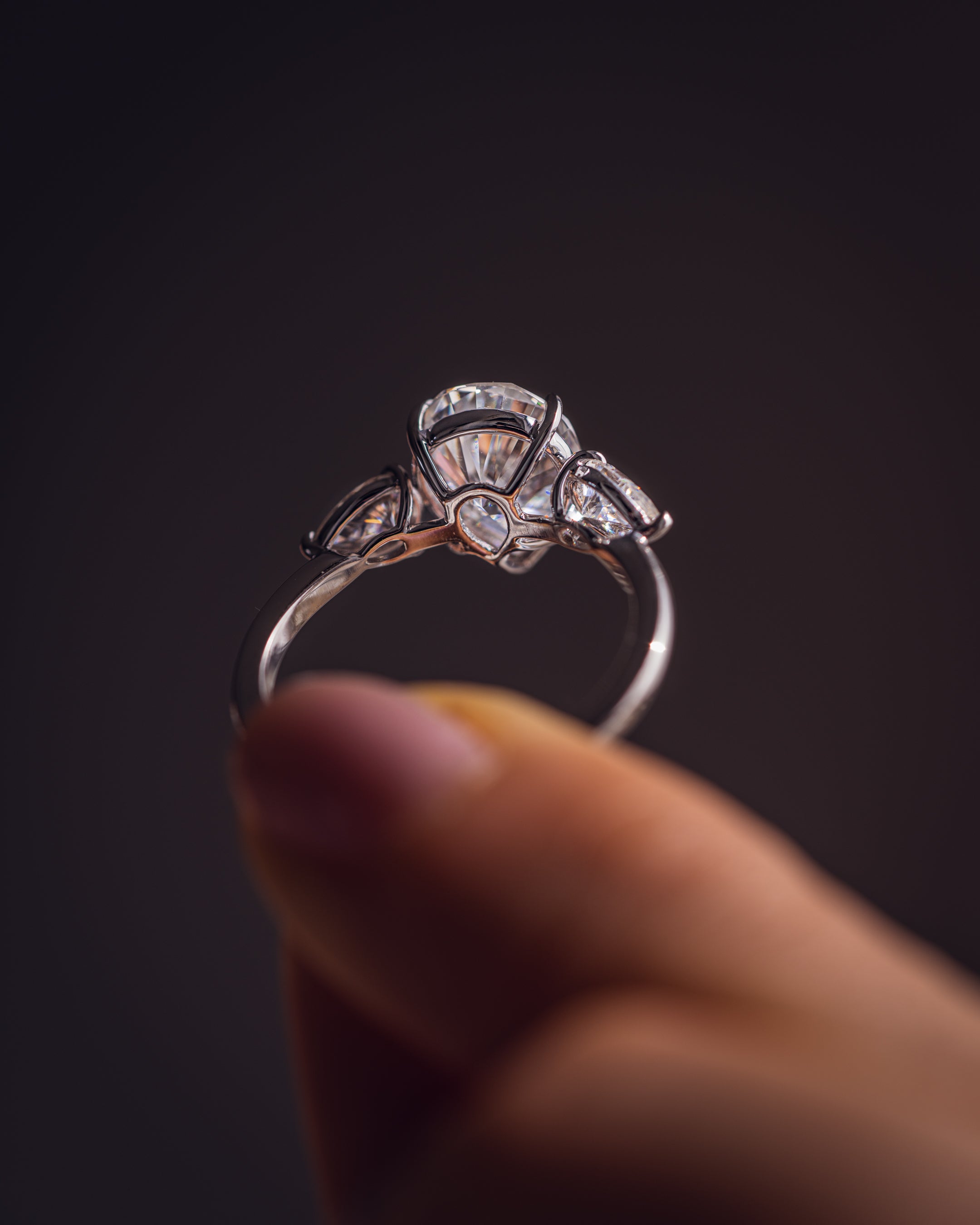 1.09 - 3.09 CT Pear F/VS2 CVD Diamond Three Stone Style Engagement Ring - Camila Brown