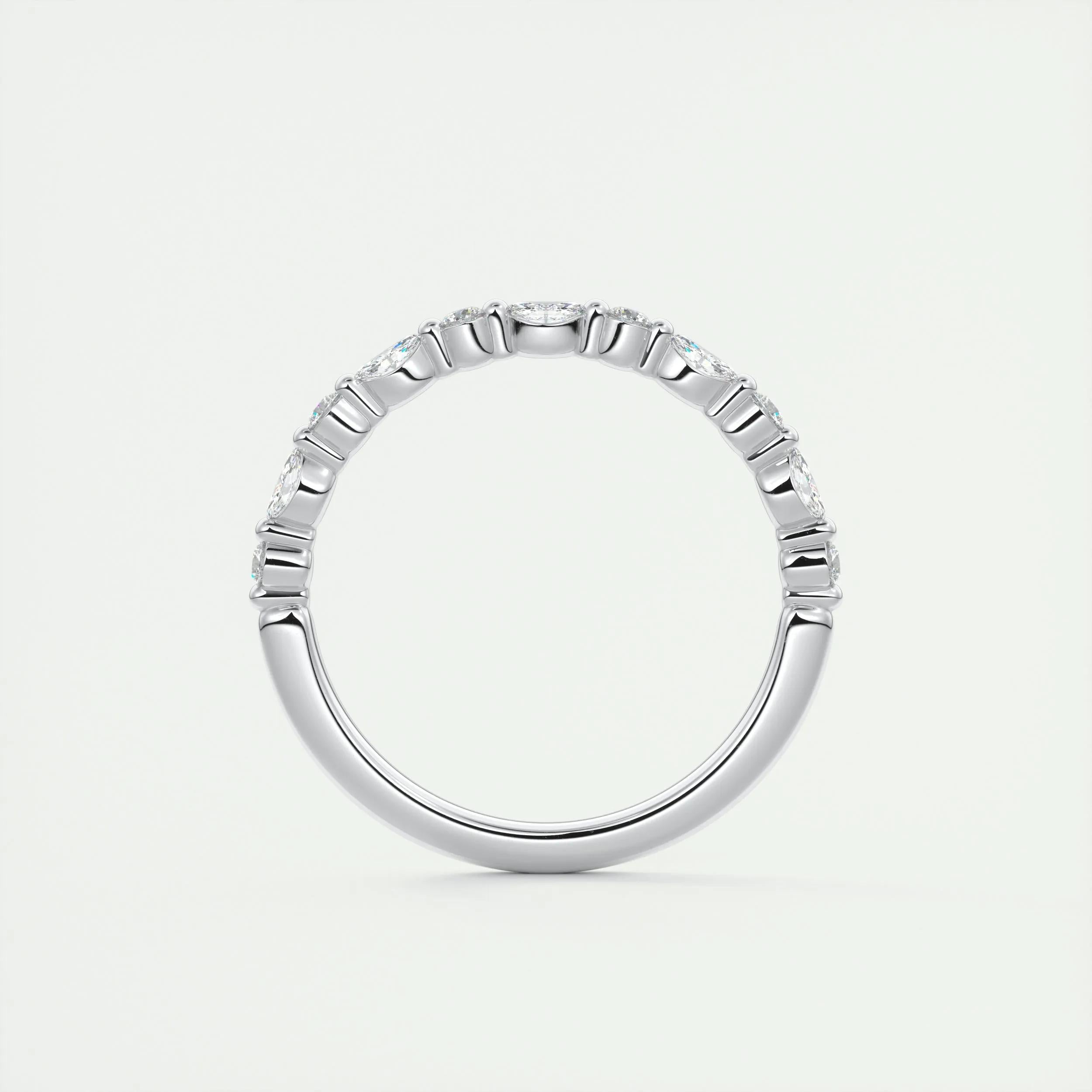 0.32 TCW Marquise & Round CVD Diamond Bubble Prongs Wedding Band - Camila Brown
