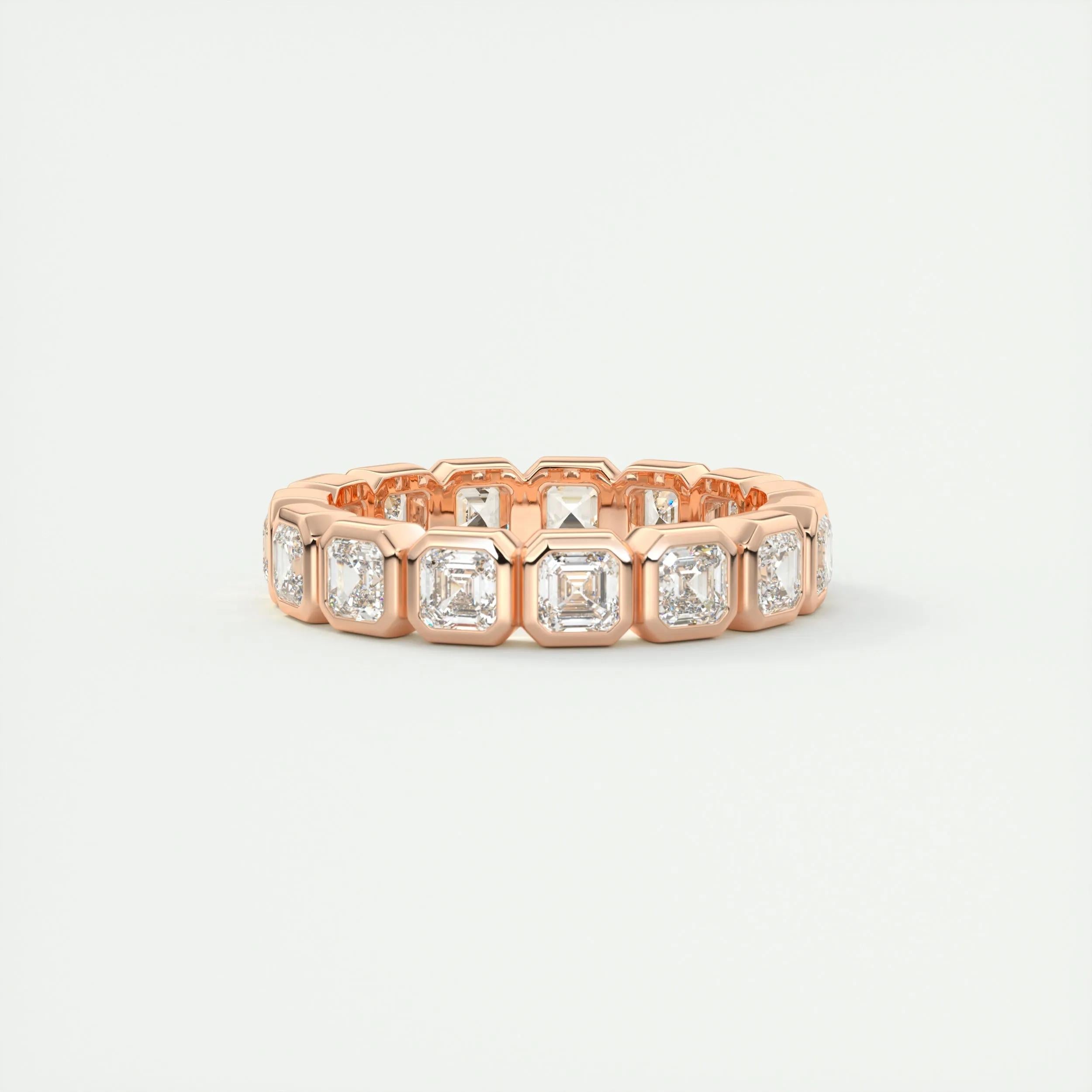 2.25 TCW Asscher CVD Diamond Bezel Wedding Band - Camila Brown