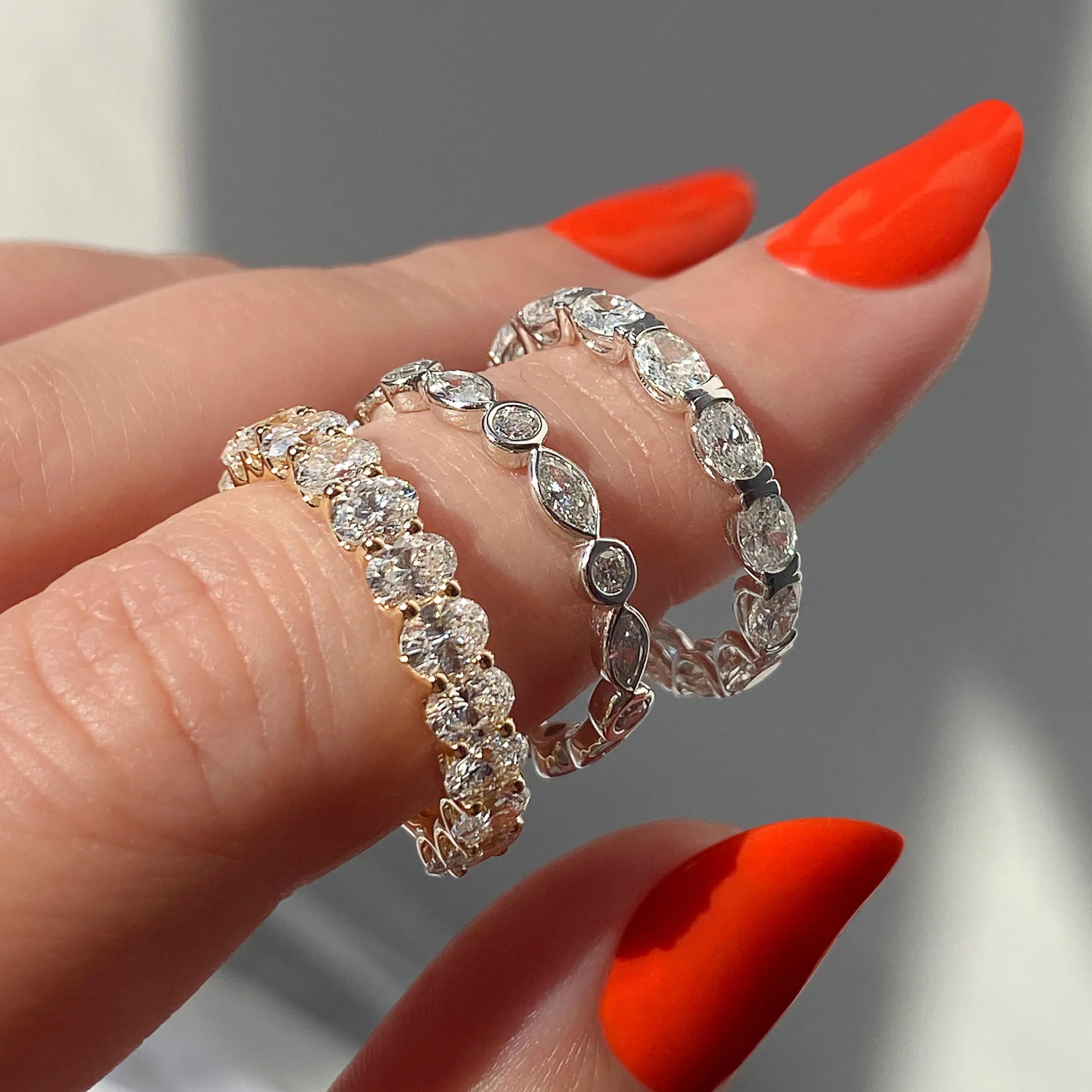 2.25 TCW Oval CVD Diamond Half Bezel Wedding Band - Camila Brown