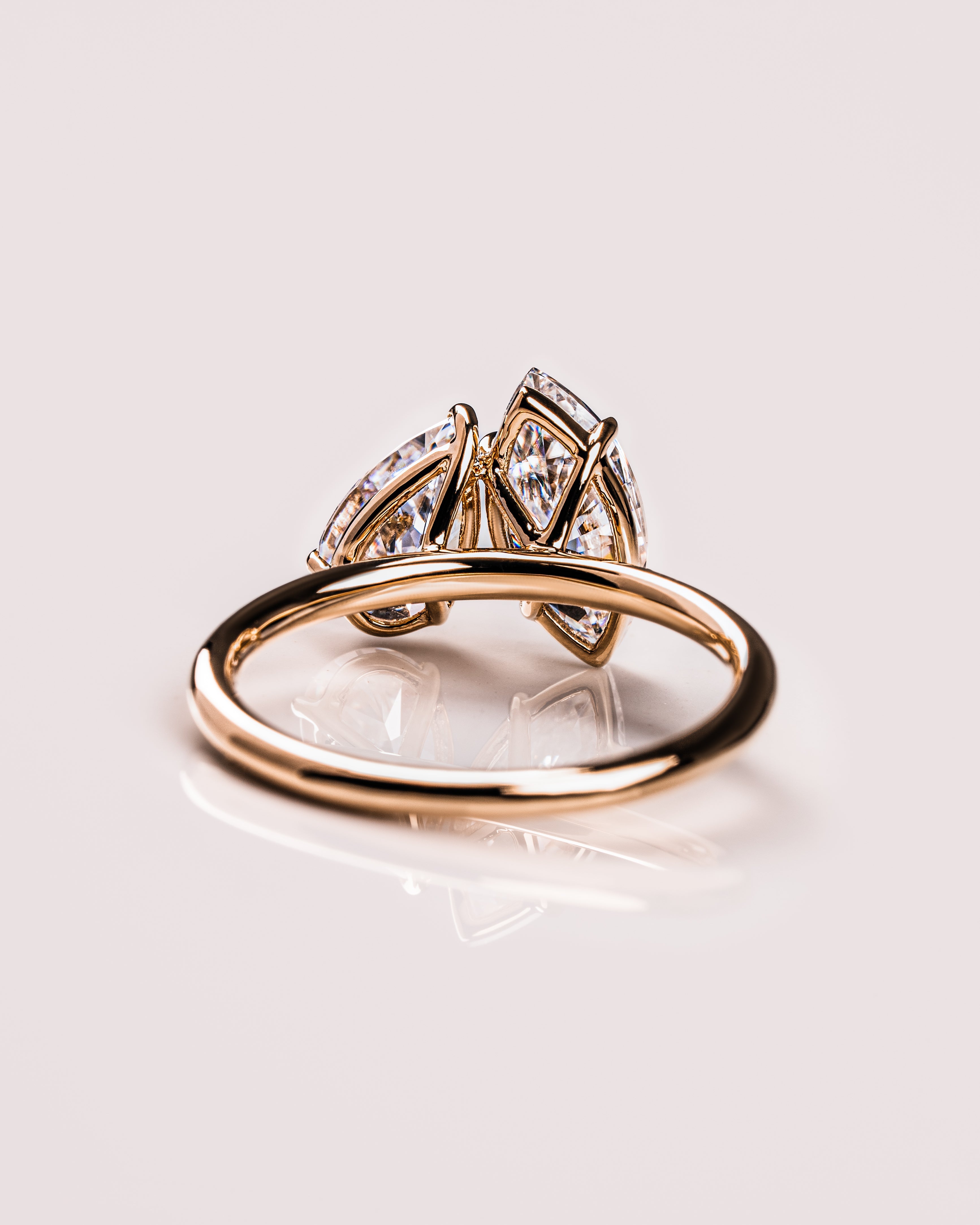 2.50 TCW Marquise & Pear E/VS2 CVD Diamond Two Stone Engagement Ring - Camila Brown