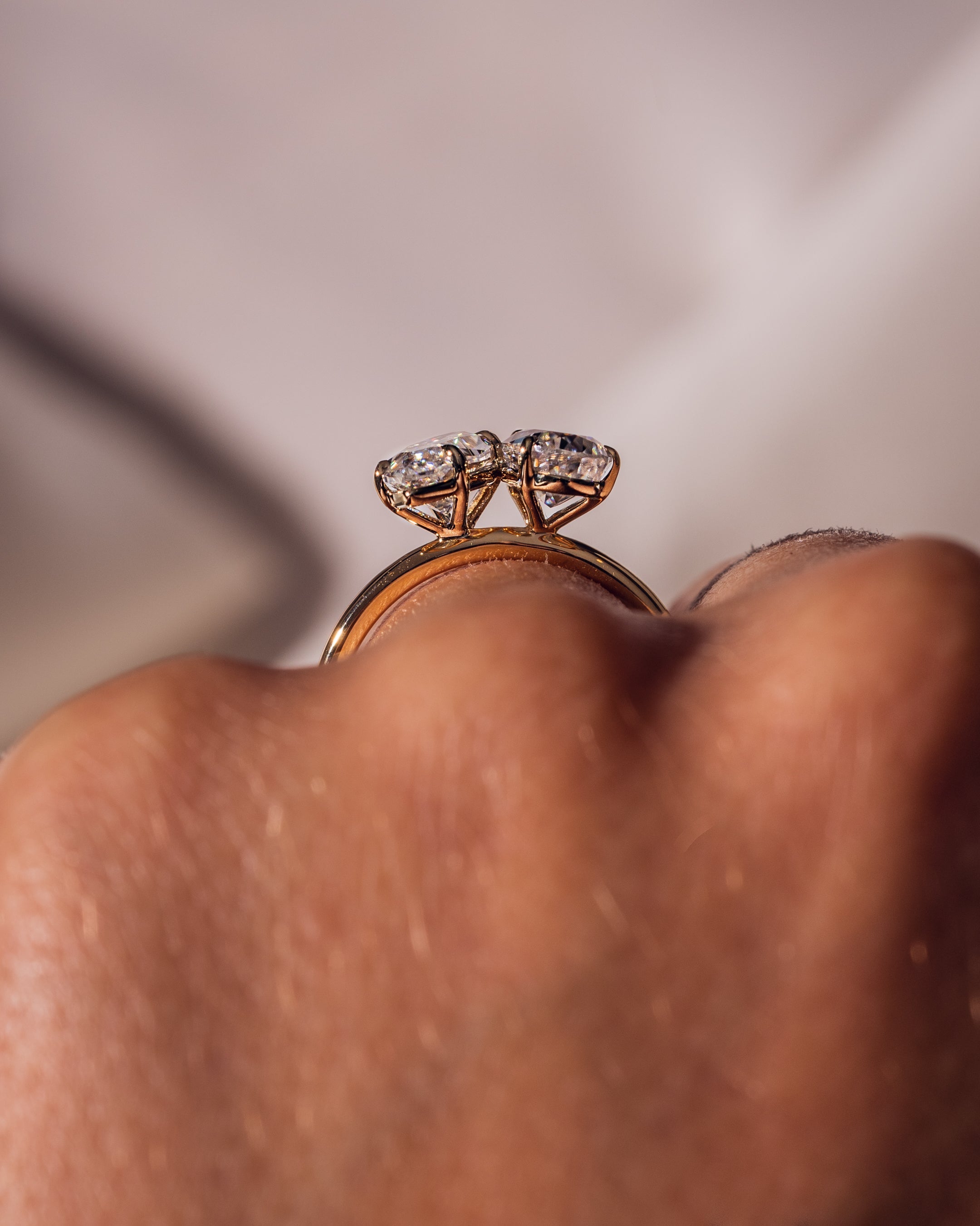 2.50 TCW Marquise & Pear E/VS2 CVD Diamond Two Stone Engagement Ring - Camila Brown