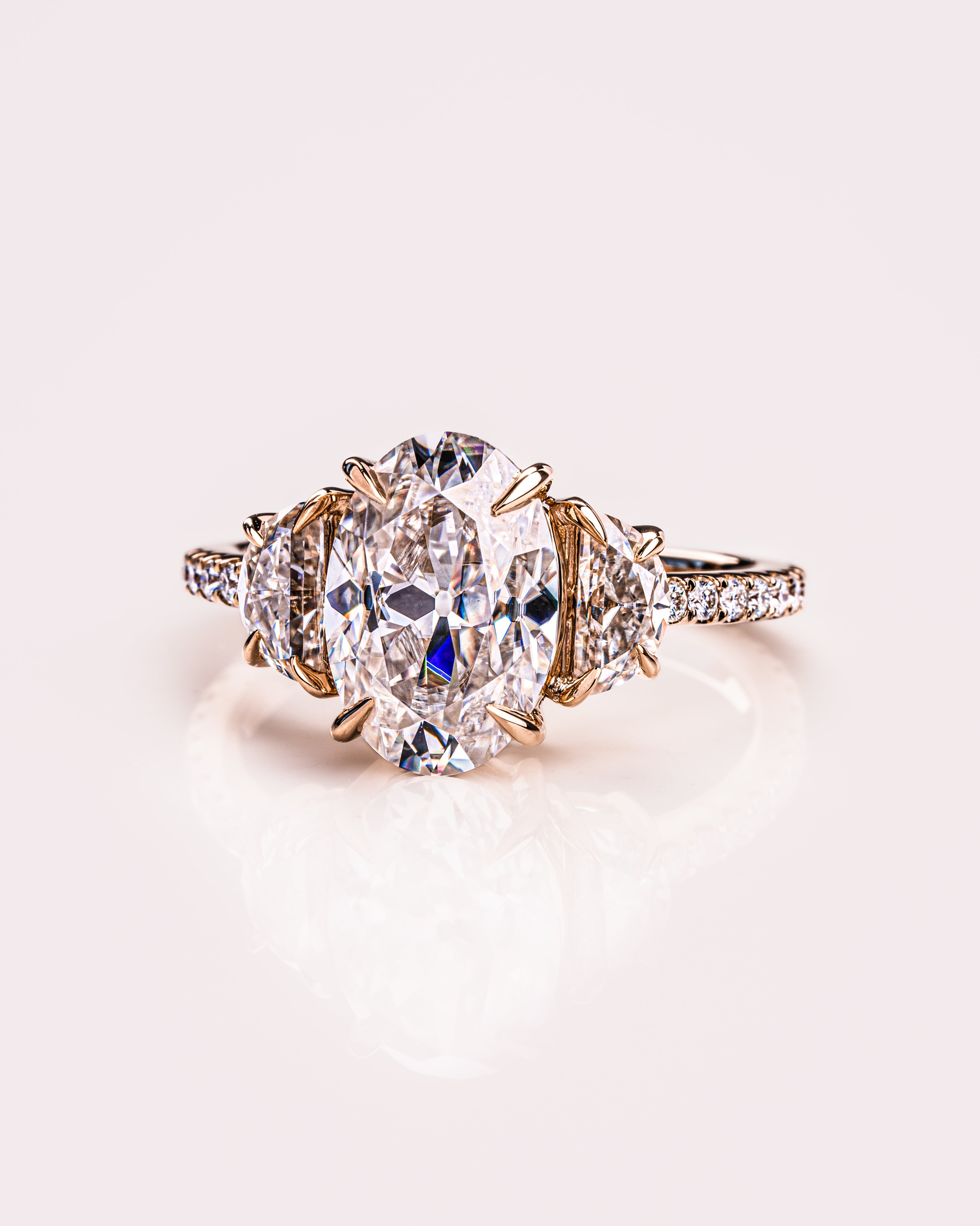 1.30 - 3.30 CT Oval F/VS2 CVD Diamond Three Stone Style Engagement Ring - Camila Brown