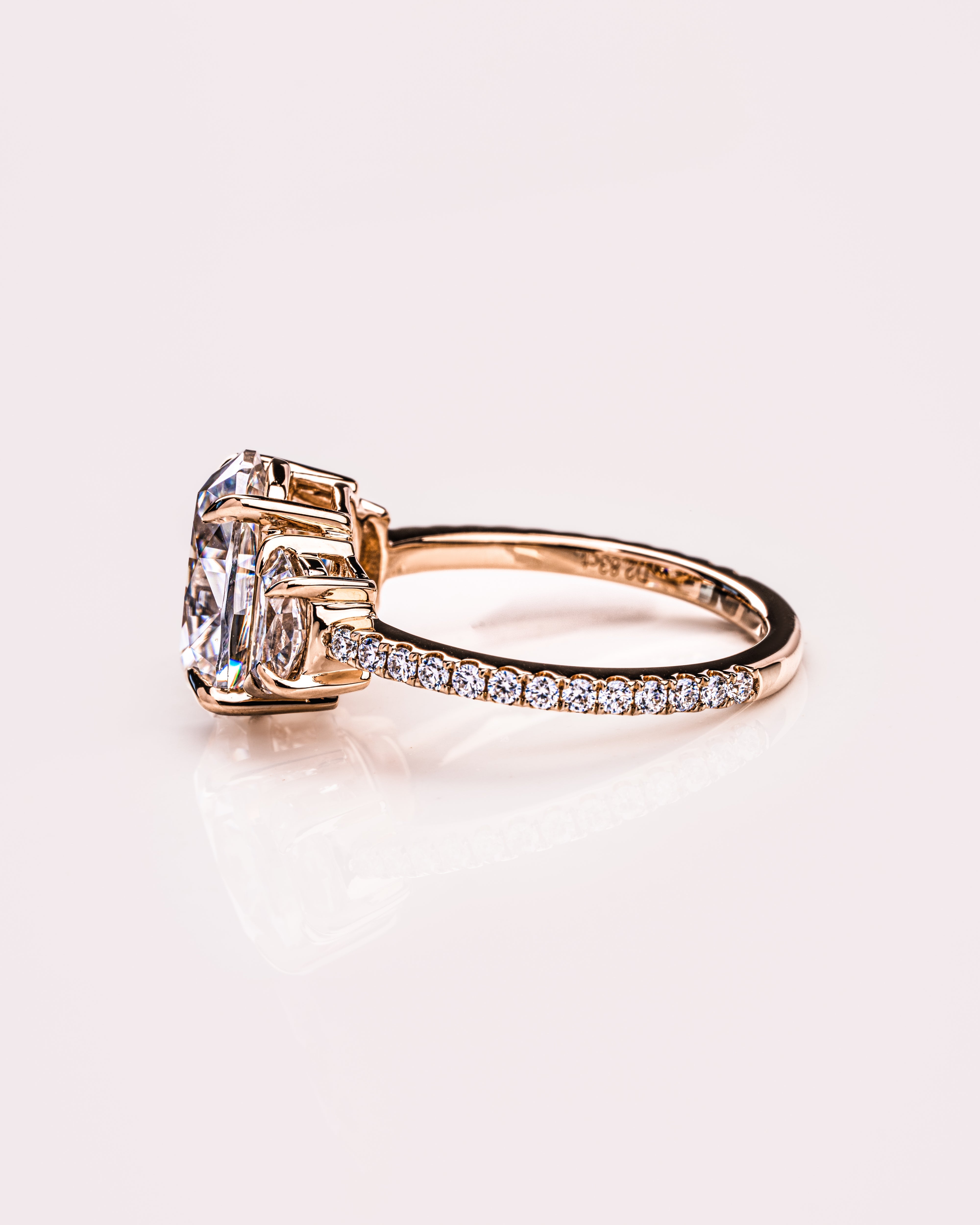 1.30 - 3.30 CT Oval F/VS2 CVD Diamond Three Stone Style Engagement Ring - Camila Brown