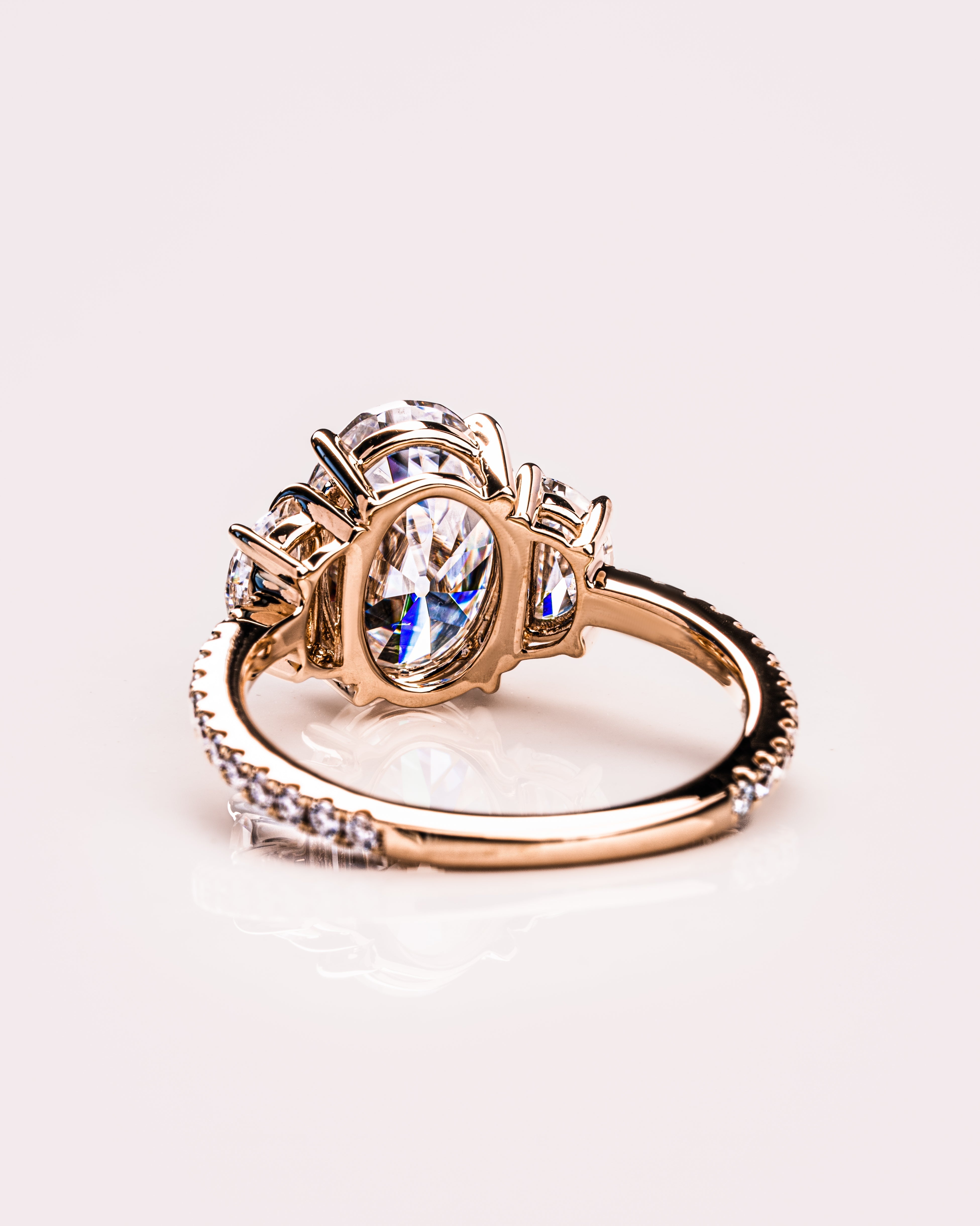 1.30 - 3.30 CT Oval F/VS2 CVD Diamond Three Stone Style Engagement Ring - Camila Brown