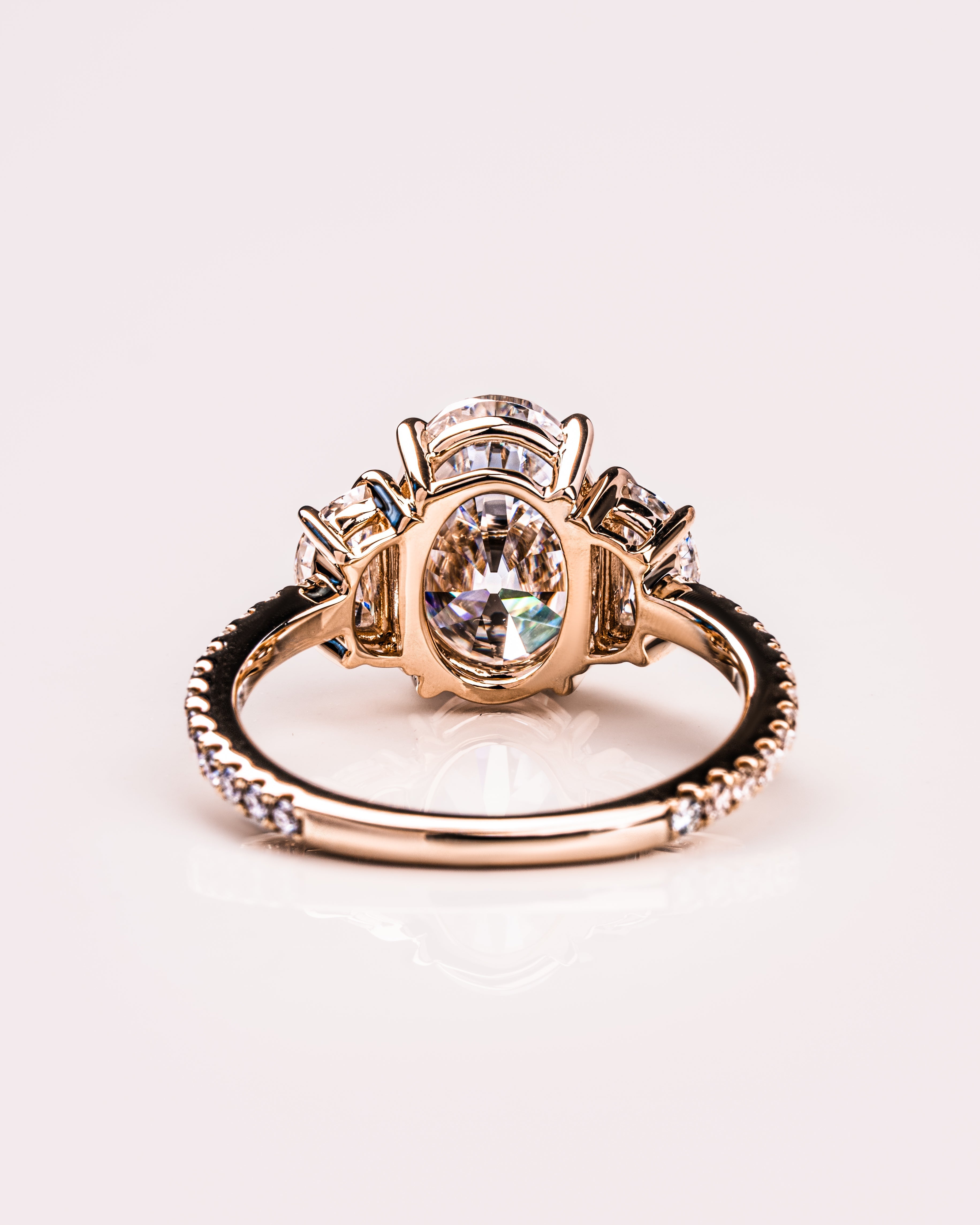 1.30 - 3.30 CT Oval F/VS2 CVD Diamond Three Stone Style Engagement Ring - Camila Brown