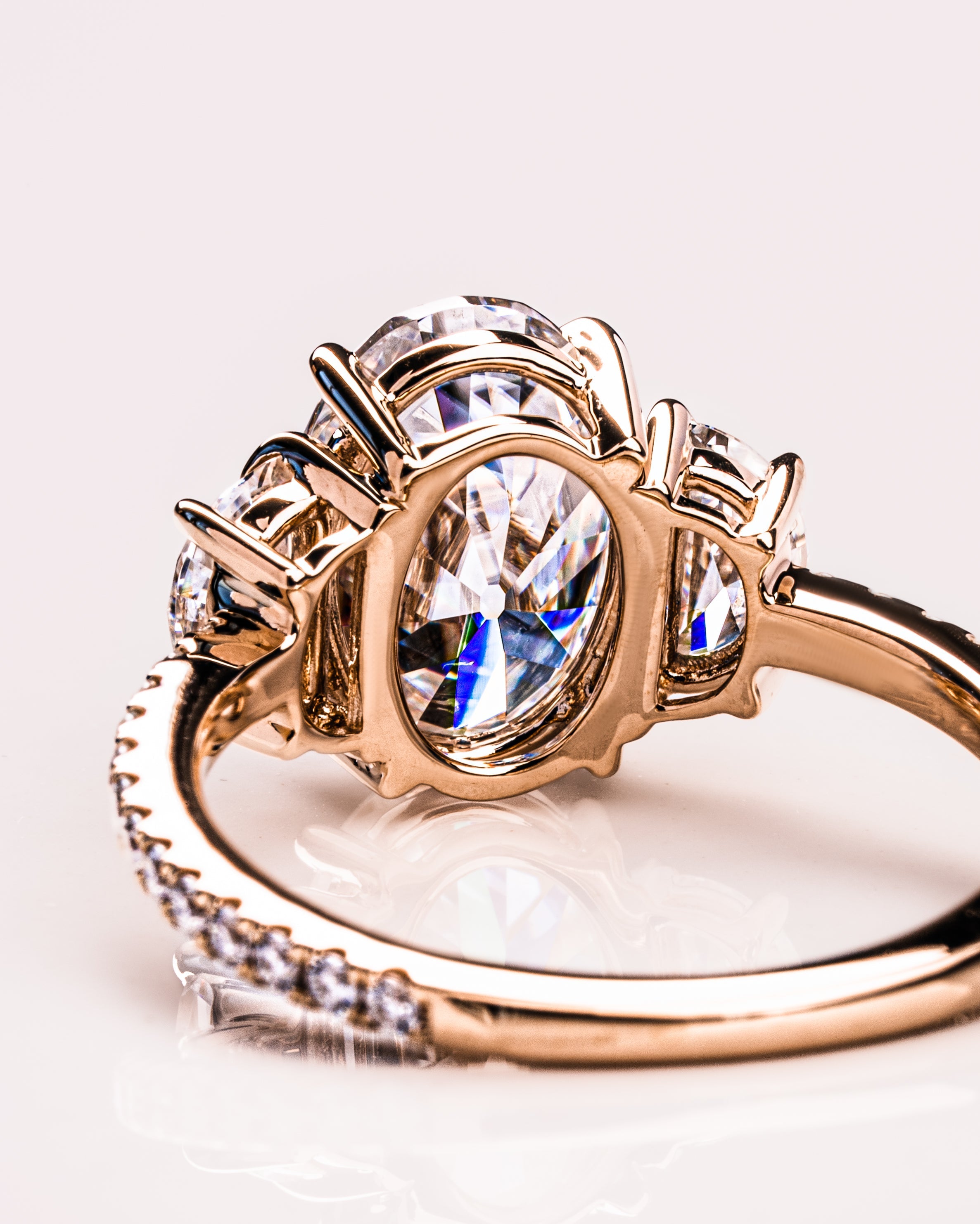 1.30 - 3.30 CT Oval F/VS2 CVD Diamond Three Stone Style Engagement Ring - Camila Brown