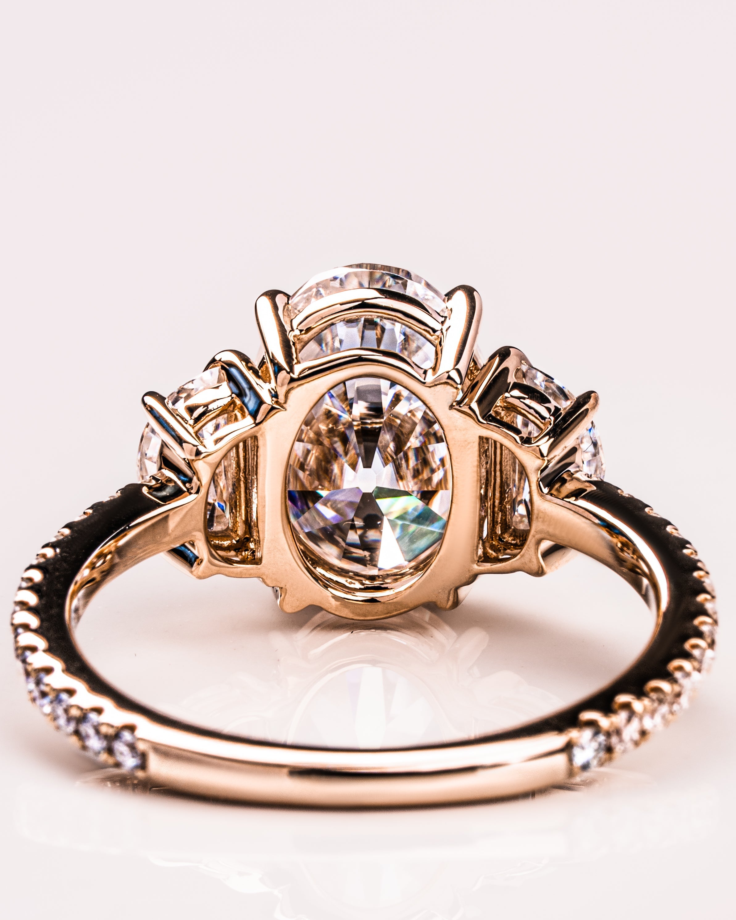 1.30 - 3.30 CT Oval F/VS2 CVD Diamond Three Stone Style Engagement Ring - Camila Brown