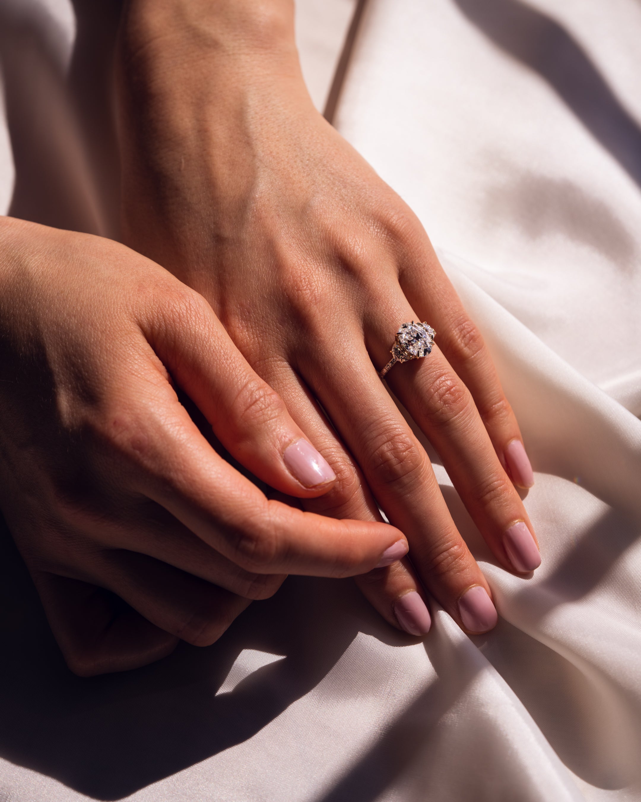 1.30 - 3.30 CT Oval F/VS2 CVD Diamond Three Stone Style Engagement Ring - Camila Brown