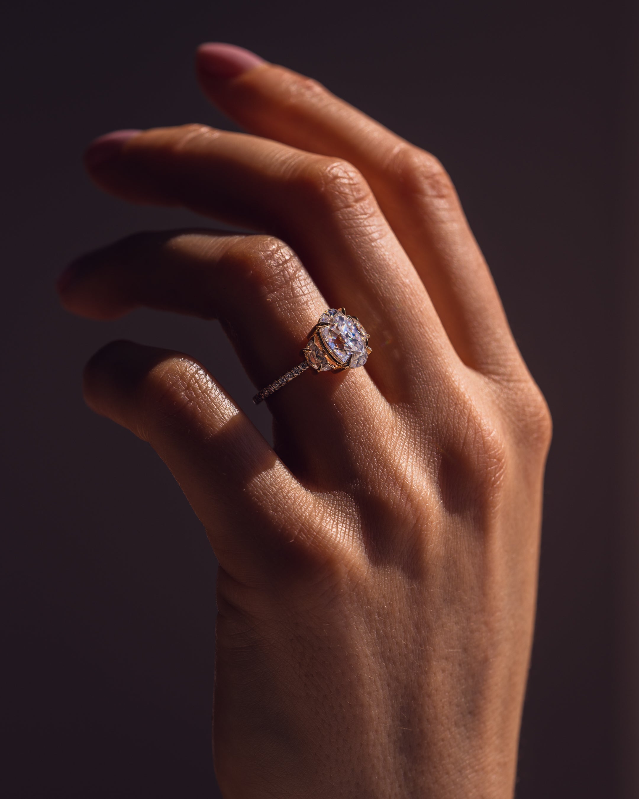 1.30 - 3.30 CT Oval F/VS2 CVD Diamond Three Stone Style Engagement Ring - Camila Brown