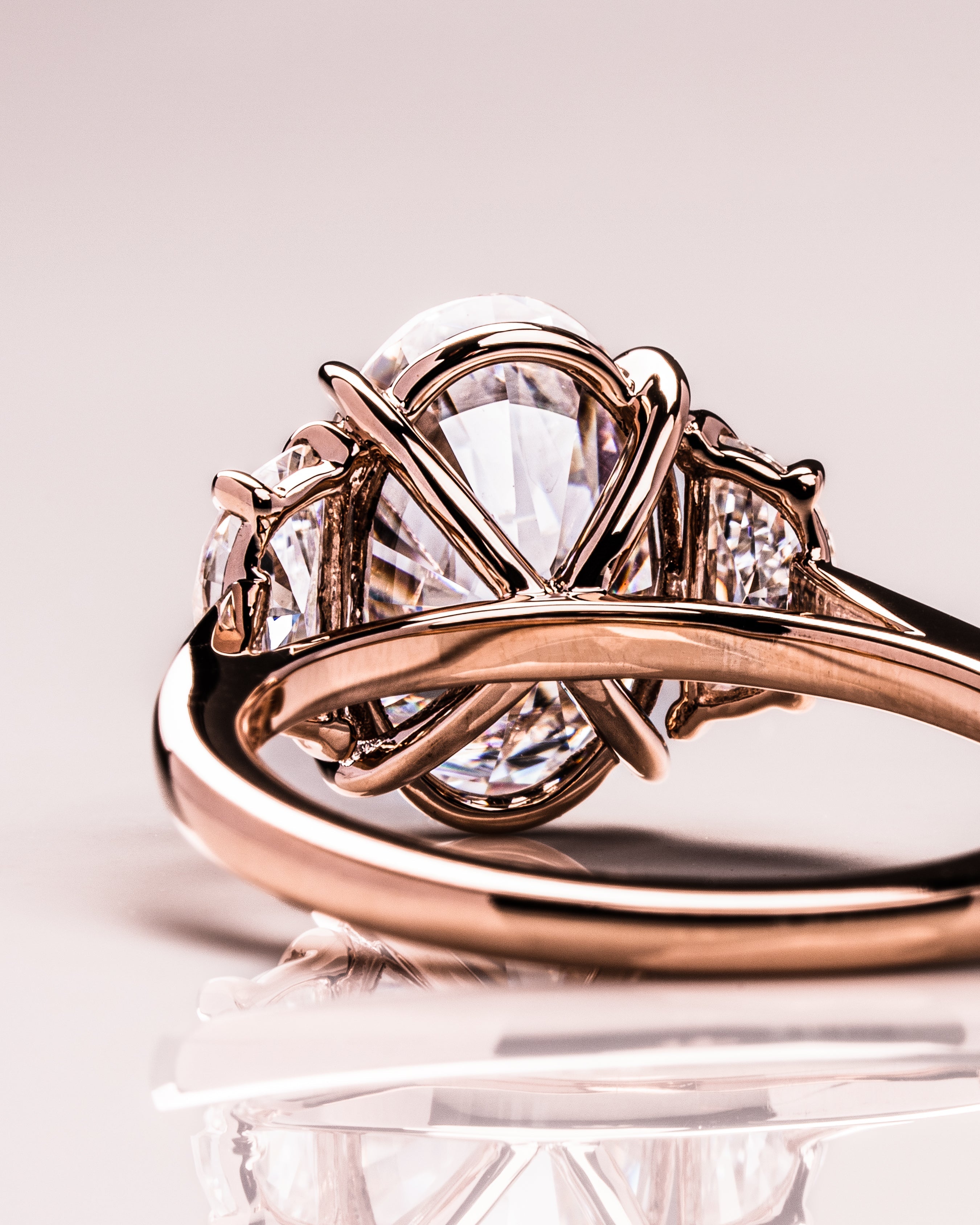 1.0 - 3.0 CT Oval F/VS2 CVD Diamond Three Stones Engagement Ring - Camila Brown