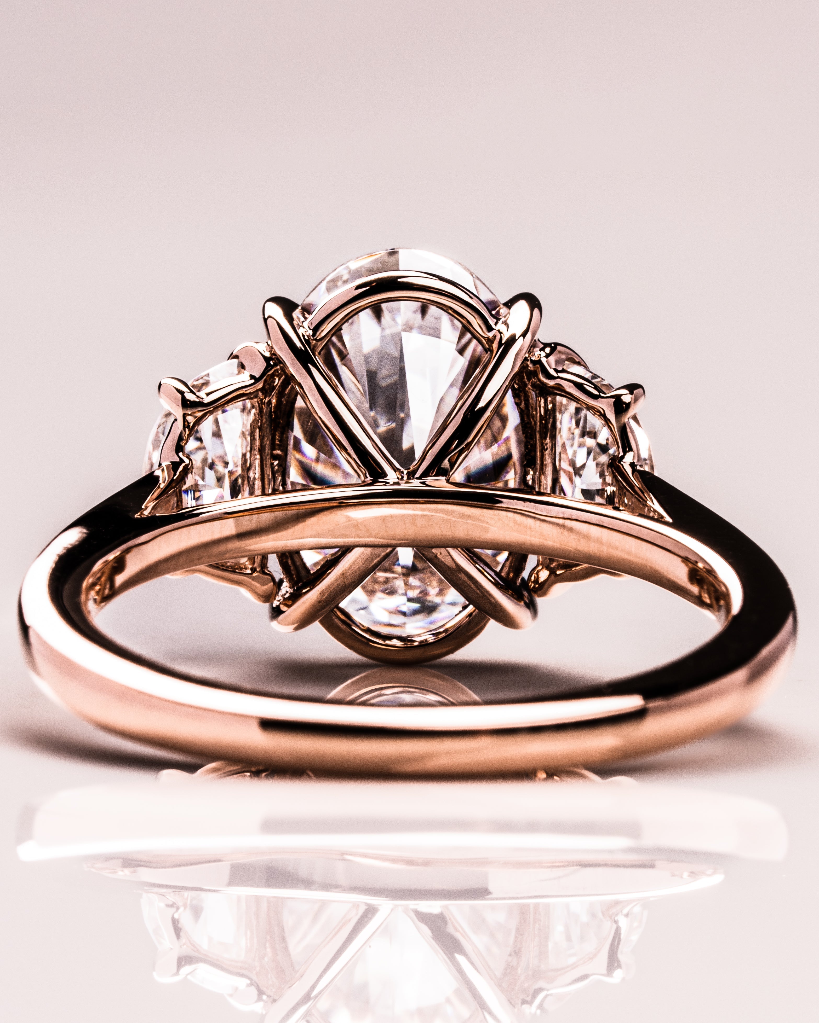 1.0 - 3.0 CT Oval F/VS2 CVD Diamond Three Stones Engagement Ring - Camila Brown