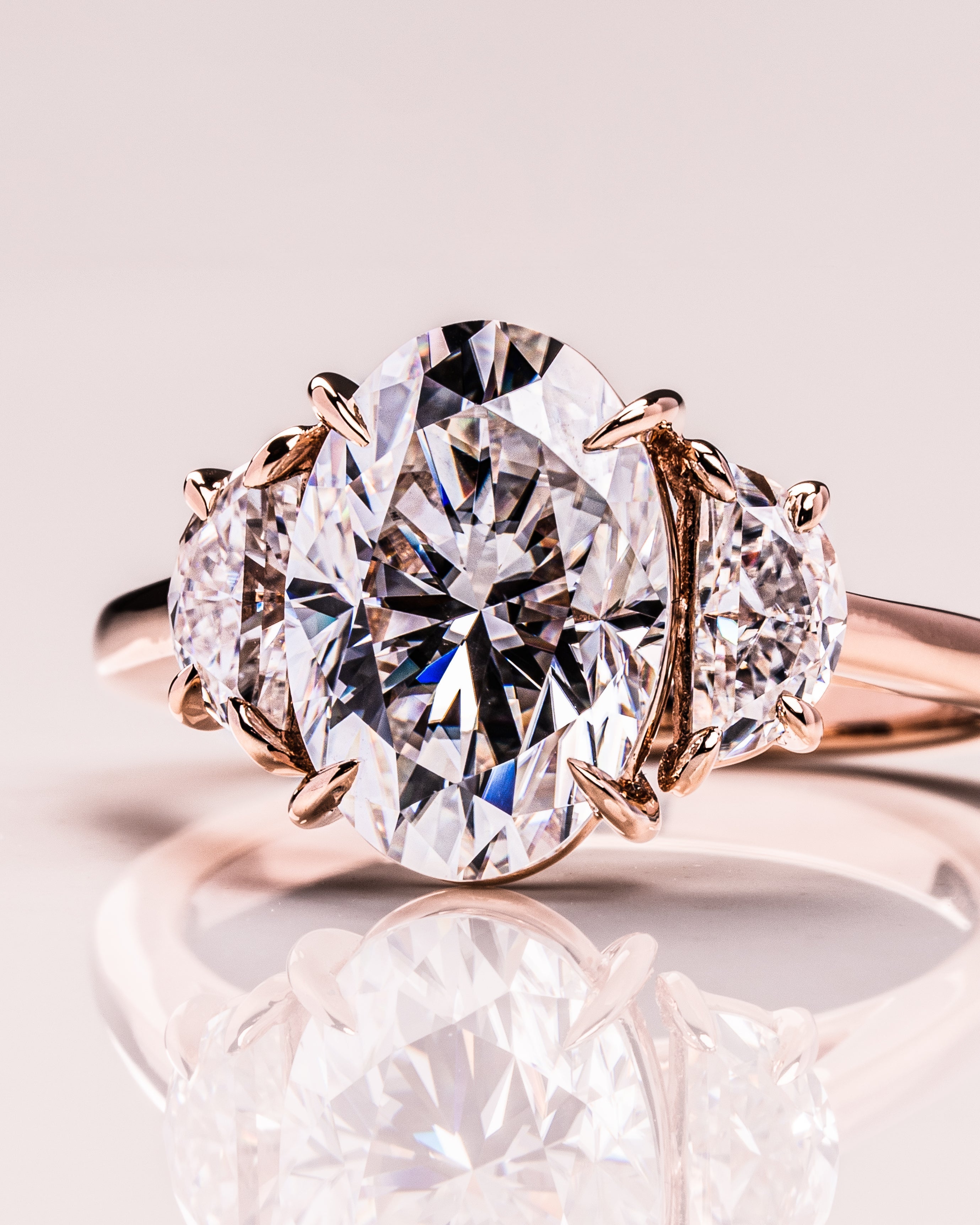 1.0 - 3.0 CT Oval F/VS2 CVD Diamond Three Stones Engagement Ring - Camila Brown