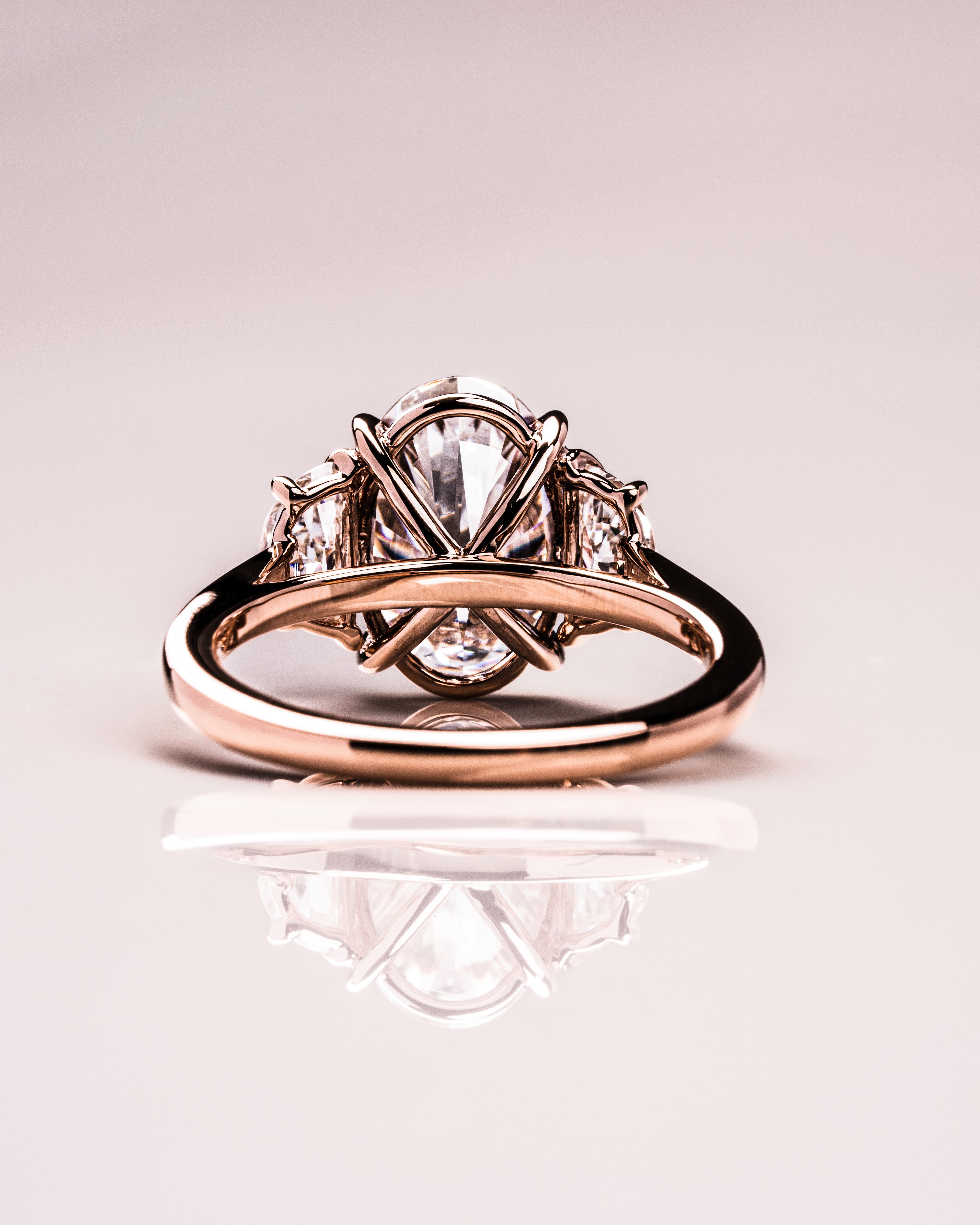 1.0 - 3.0 CT Oval F/VS2 CVD Diamond Three Stones Engagement Ring - Camila Brown