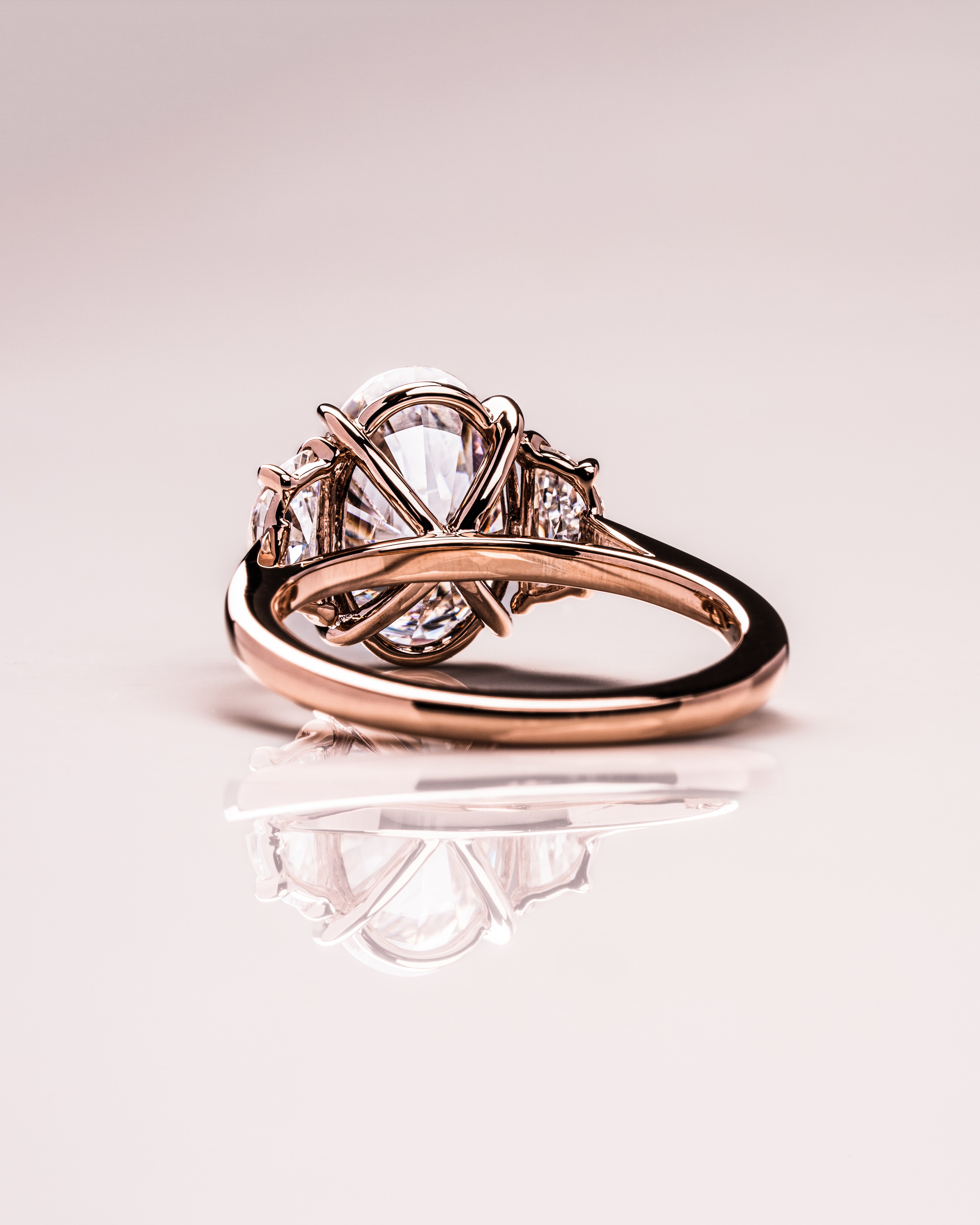 1.0 - 3.0 CT Oval F/VS2 CVD Diamond Three Stones Engagement Ring - Camila Brown