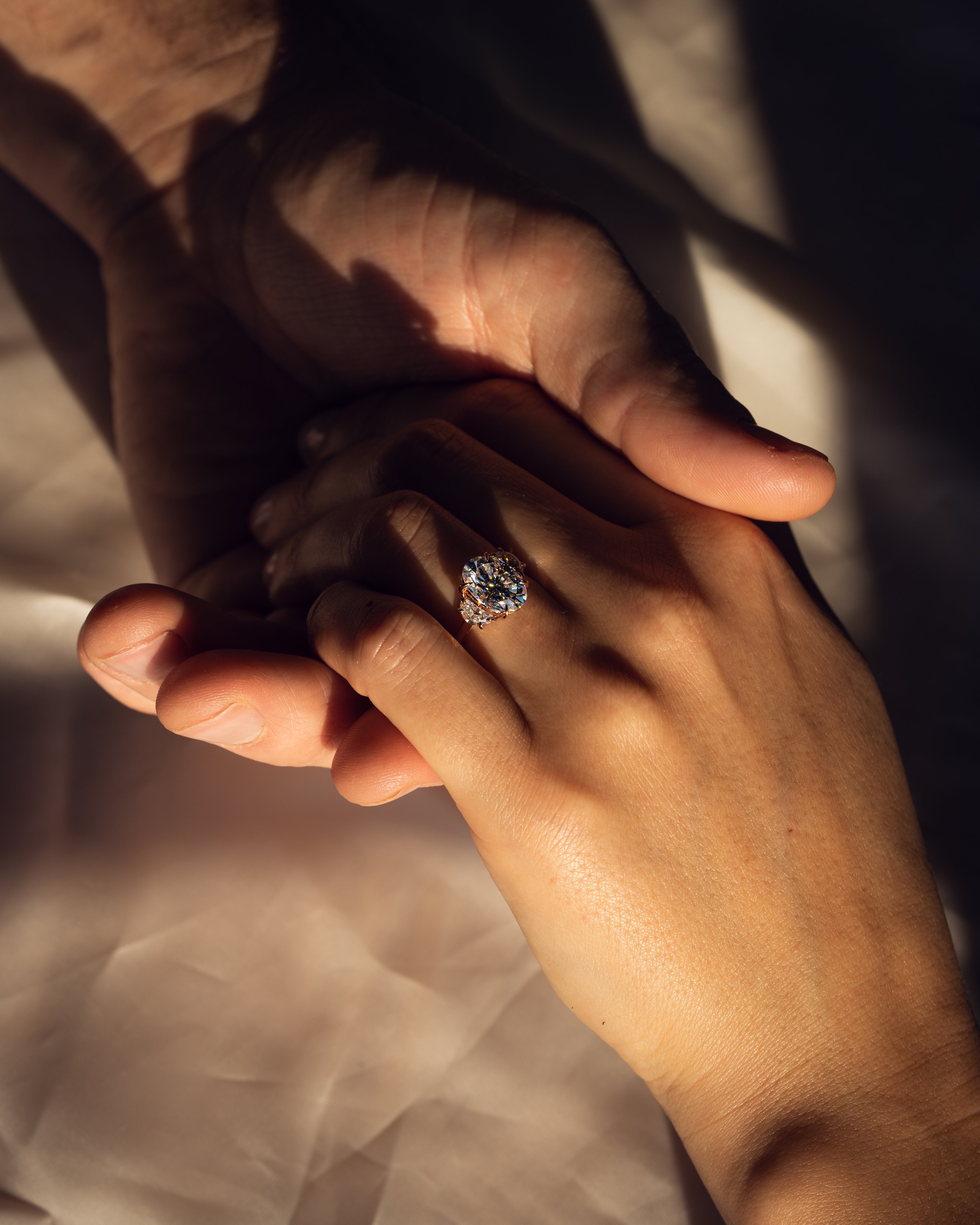 1.0 - 3.0 CT Oval F/VS2 CVD Diamond Three Stones Engagement Ring - Camila Brown