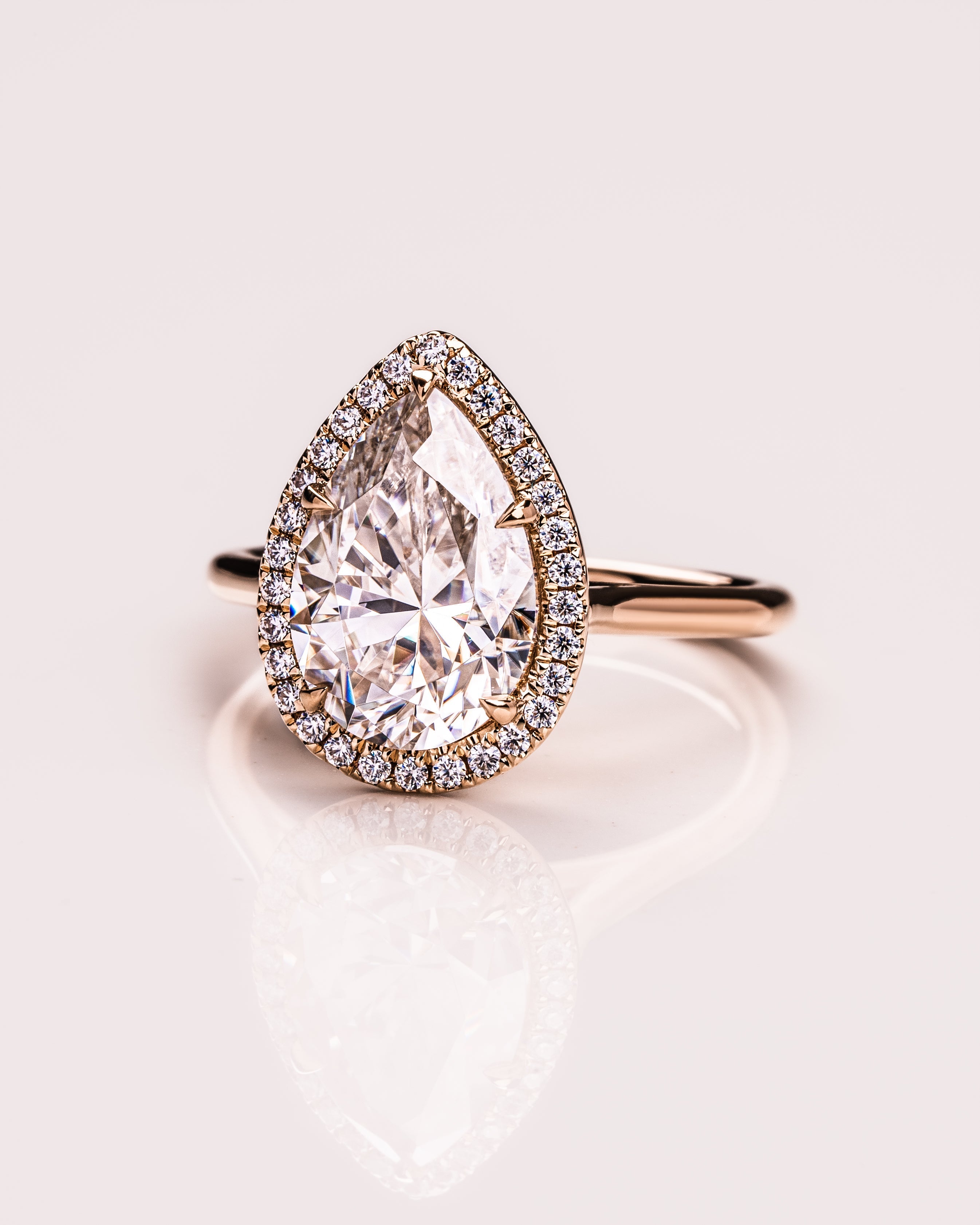 1.09-3.09 CT Pear E/VS1 CVD Diamond Halo Engagement Ring - Camila Brown