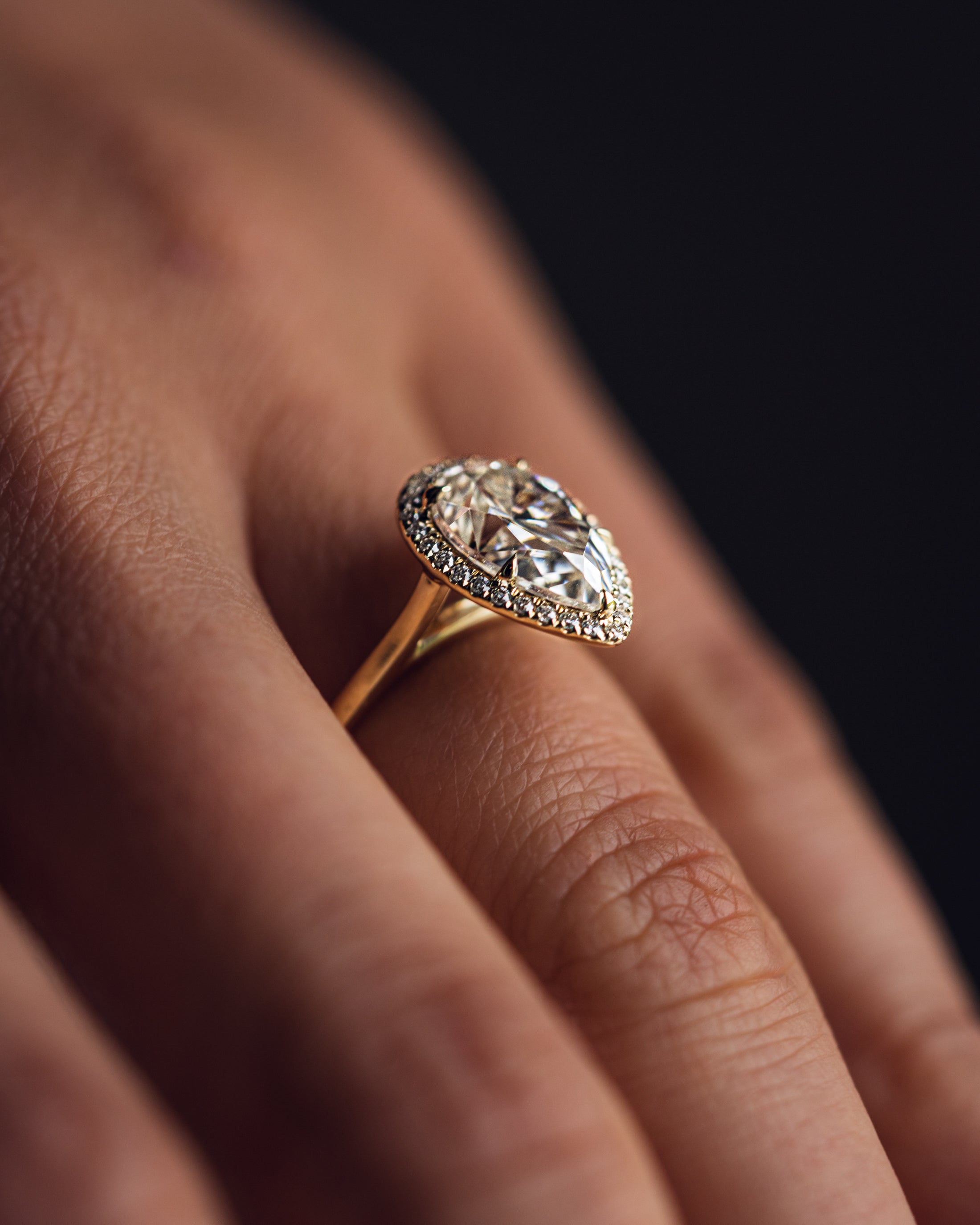 1.09-3.09 CT Pear E/VS1 CVD Diamond Halo Engagement Ring - Camila Brown