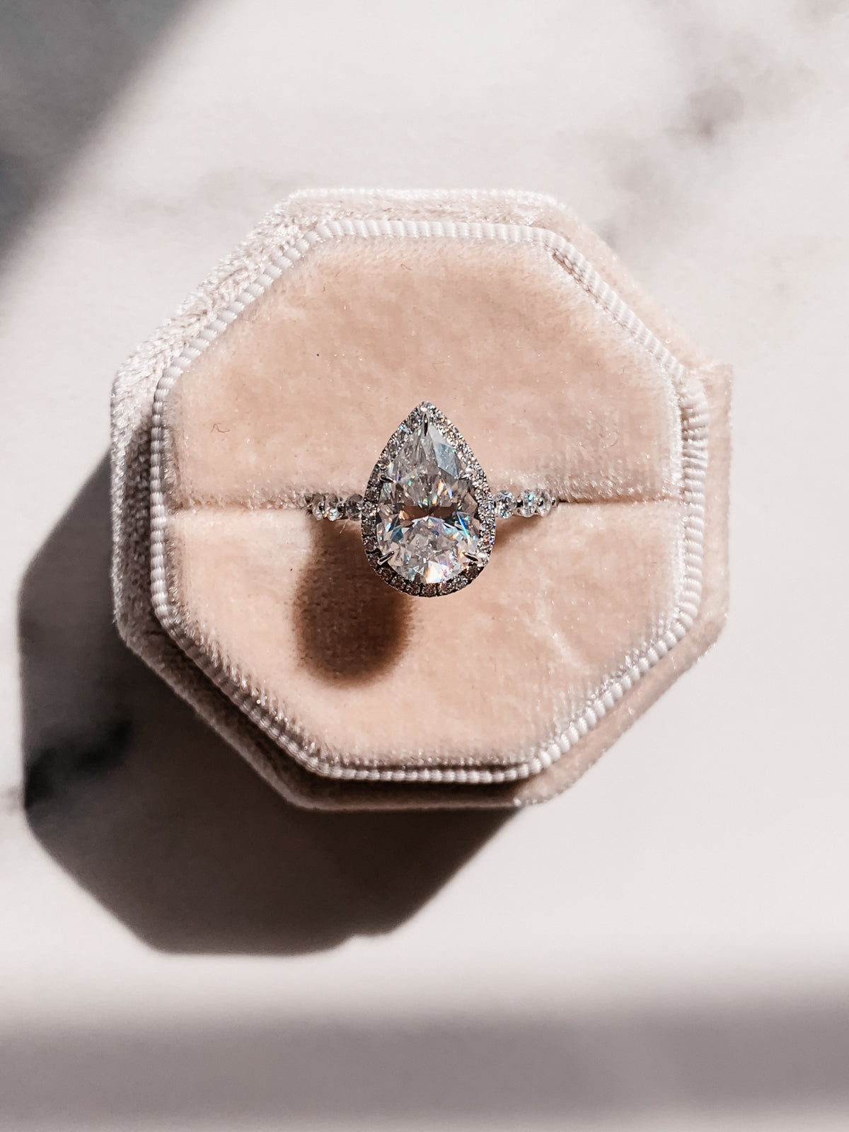 1.93 CT Pear F/VS2 CVD Diamnd Halo Pave Setting Engagement Ring - Camila Brown