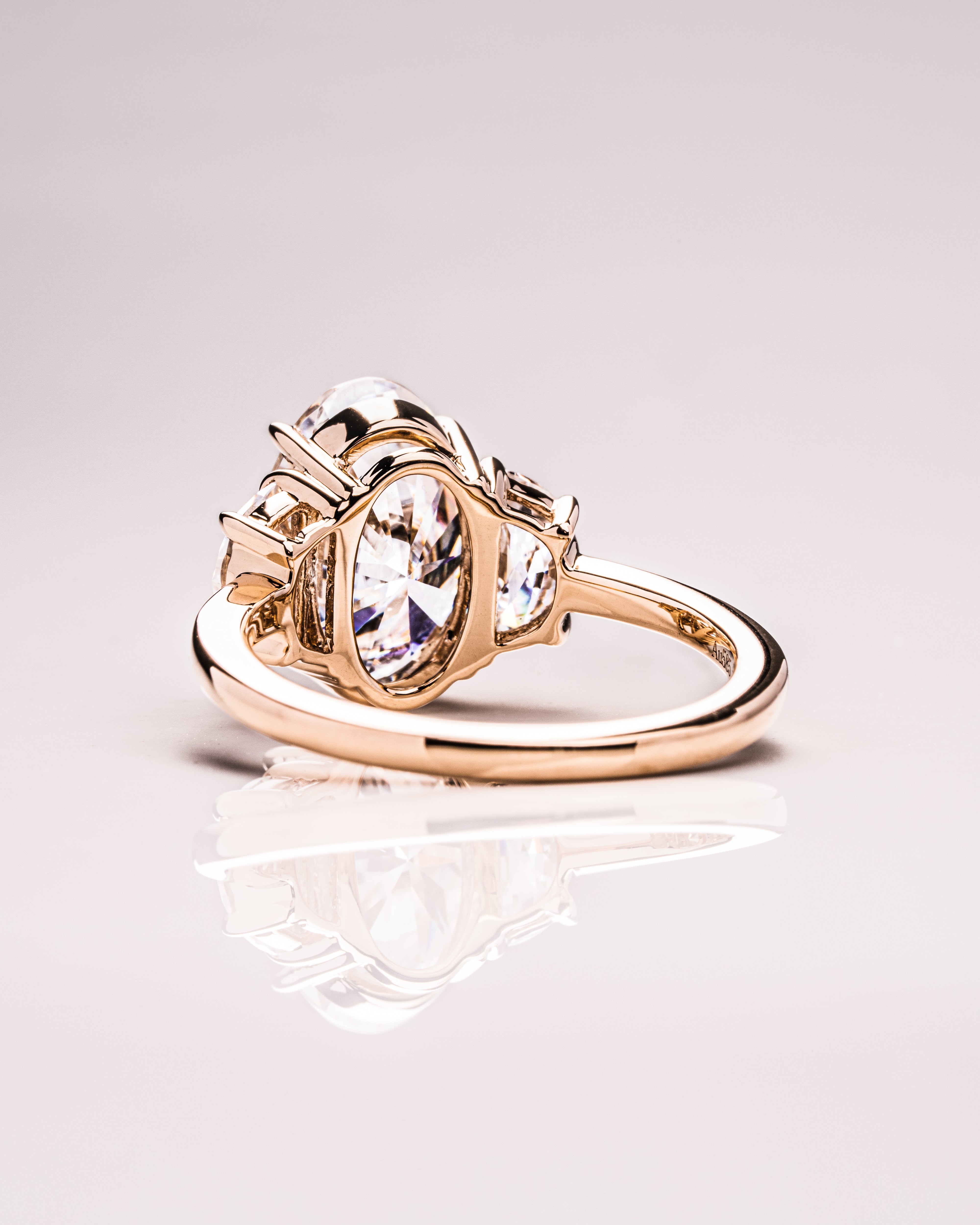 2.0 - 4.0 CT Oval G/VS2 CVD Diamond Three Stone Engagement Ring - Camila Brown