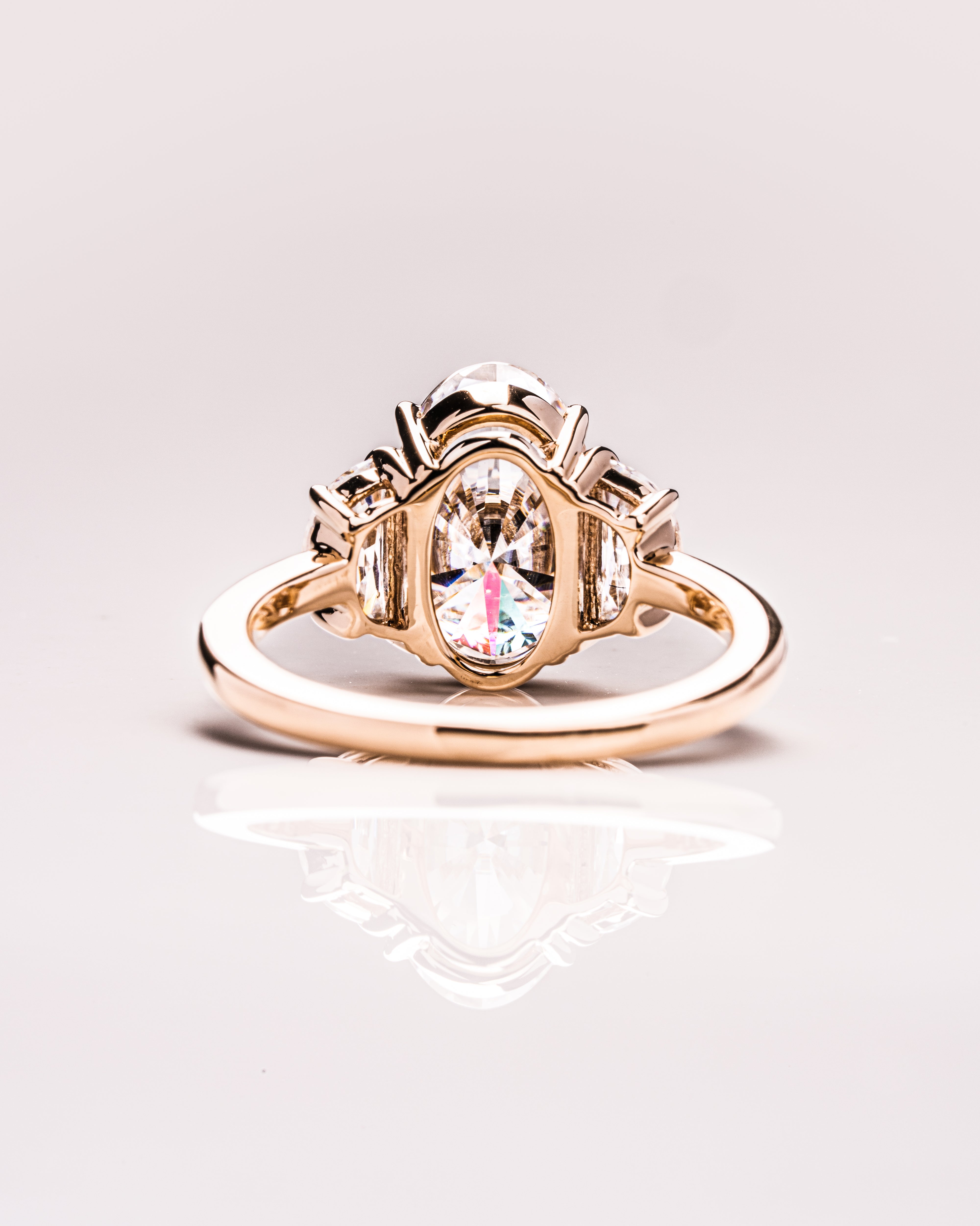 2.0 - 4.0 CT Oval G/VS2 CVD Diamond Three Stone Engagement Ring - Camila Brown